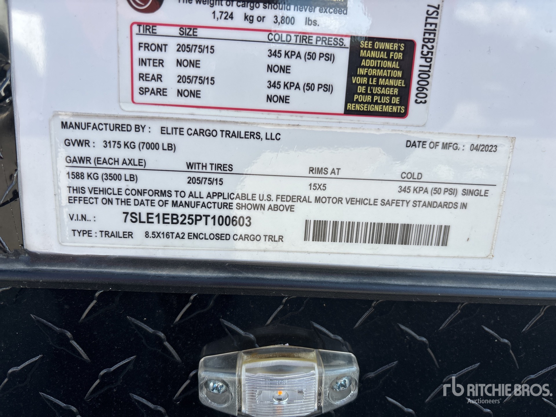 General Appearance with Serial Number / VIN