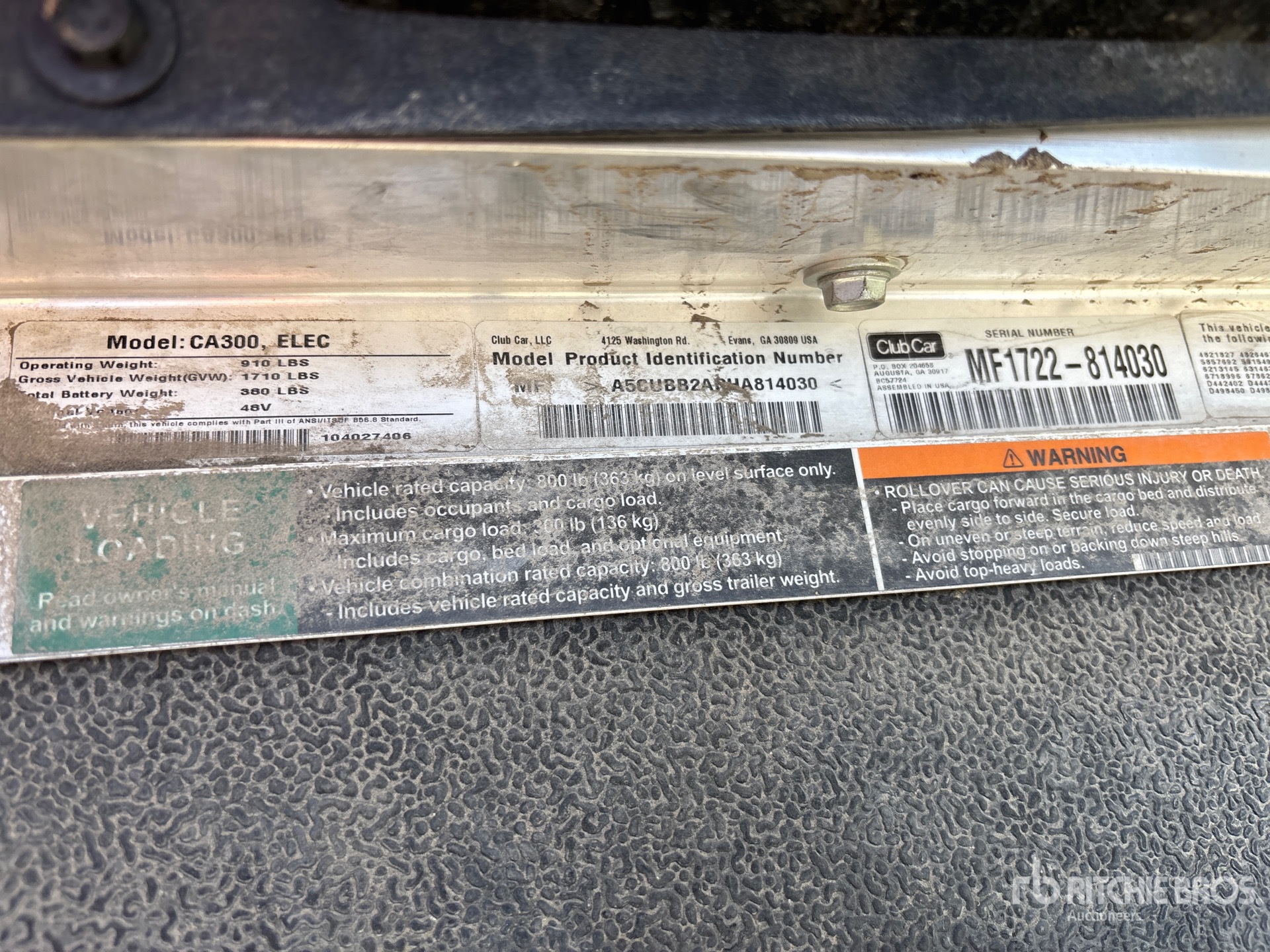 General Appearance with Serial Number / VIN