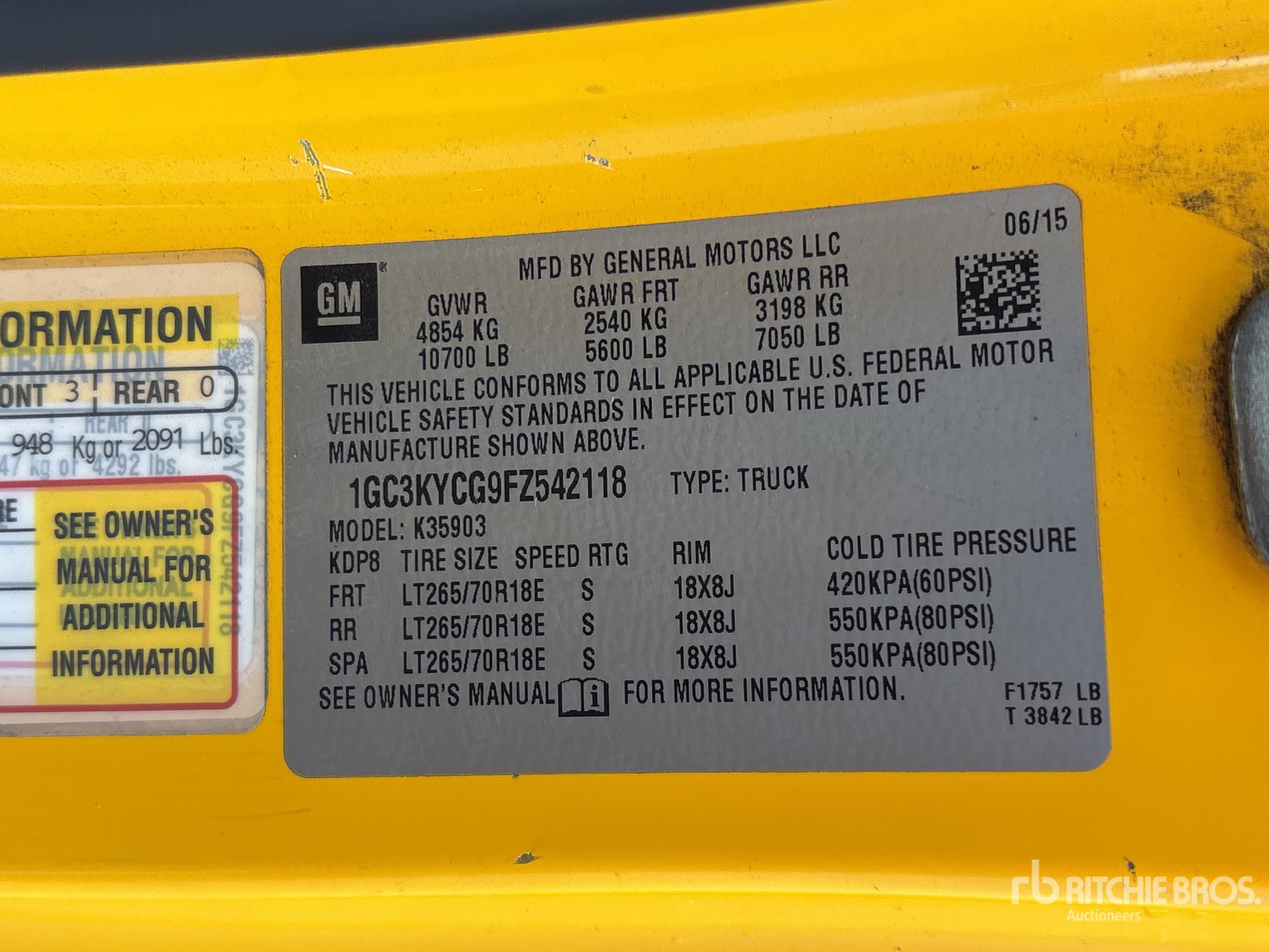 General Appearance with Serial Number / VIN
