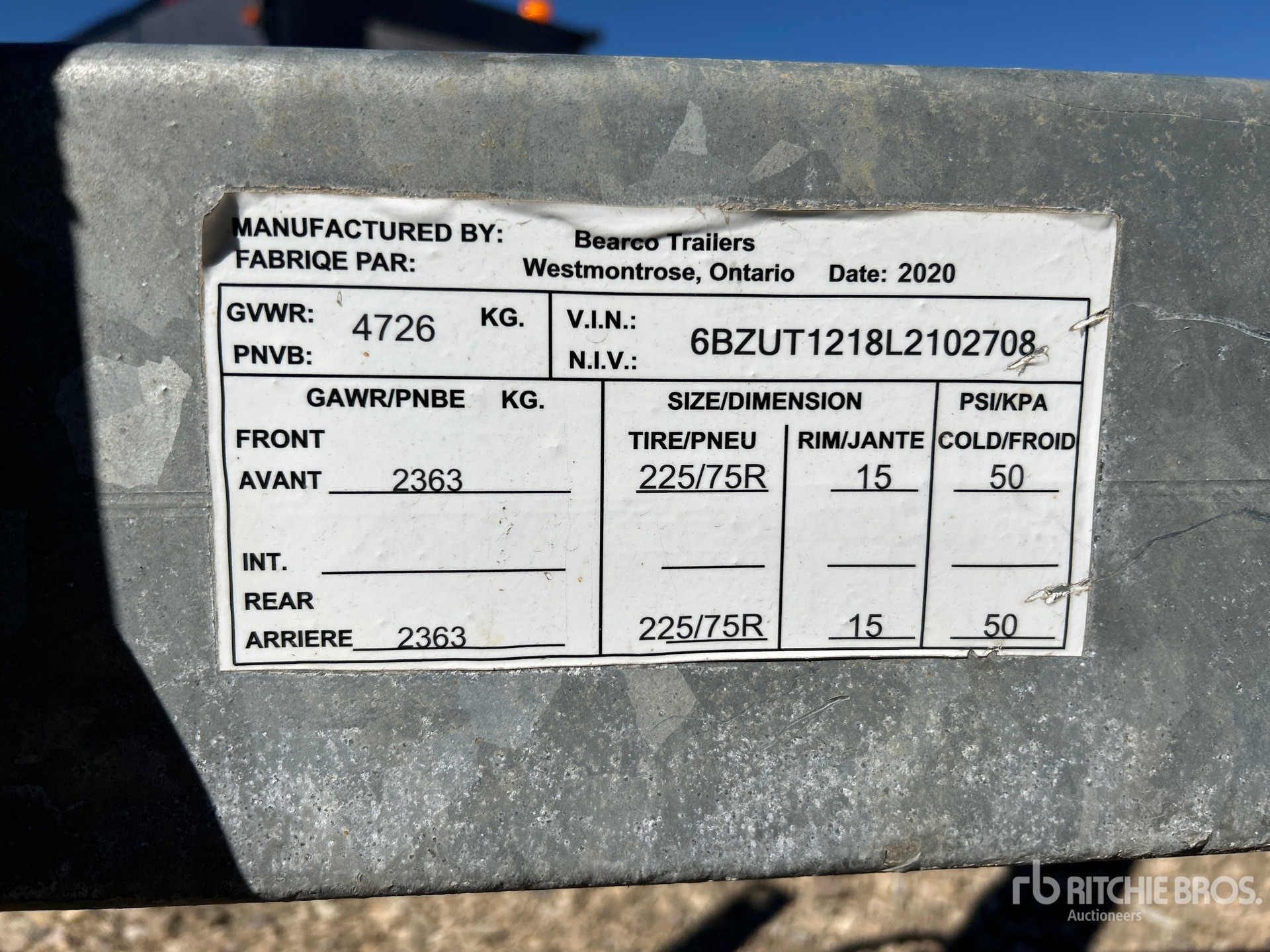 General Appearance with Serial Number / VIN