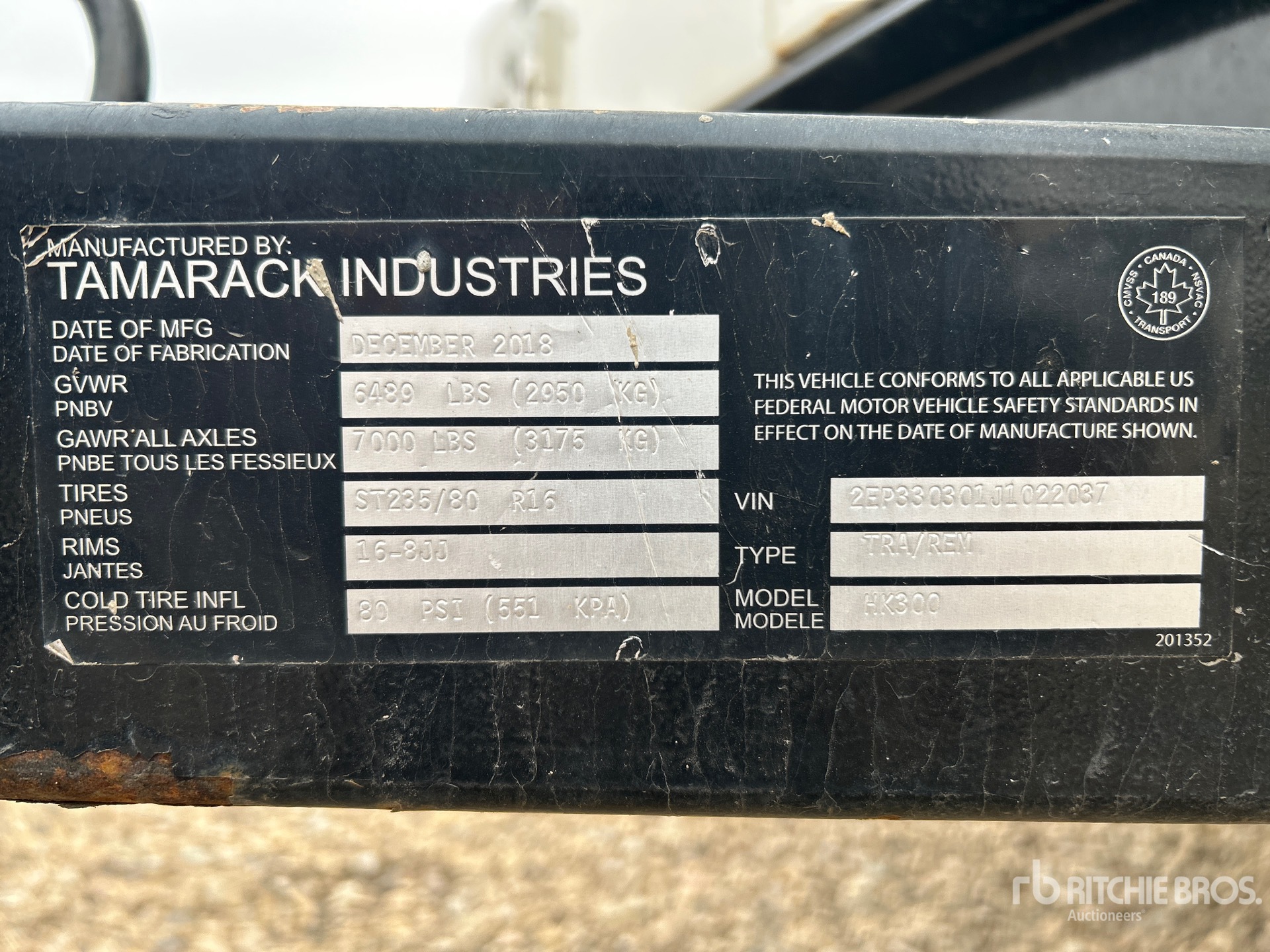 General Appearance with Serial Number / VIN