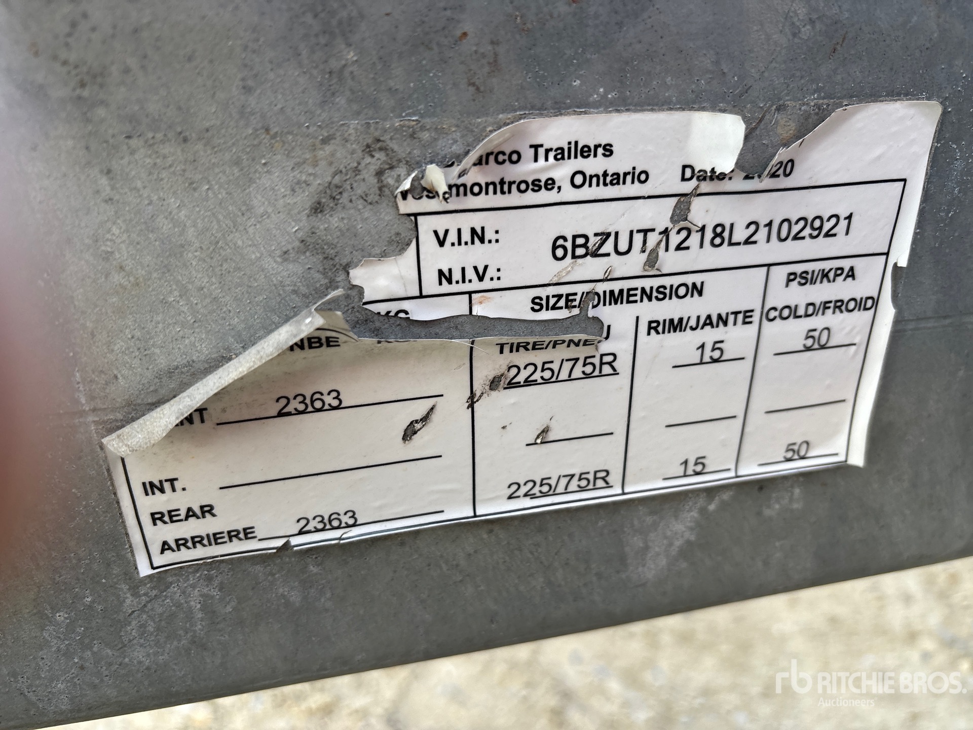 General Appearance with Serial Number / VIN