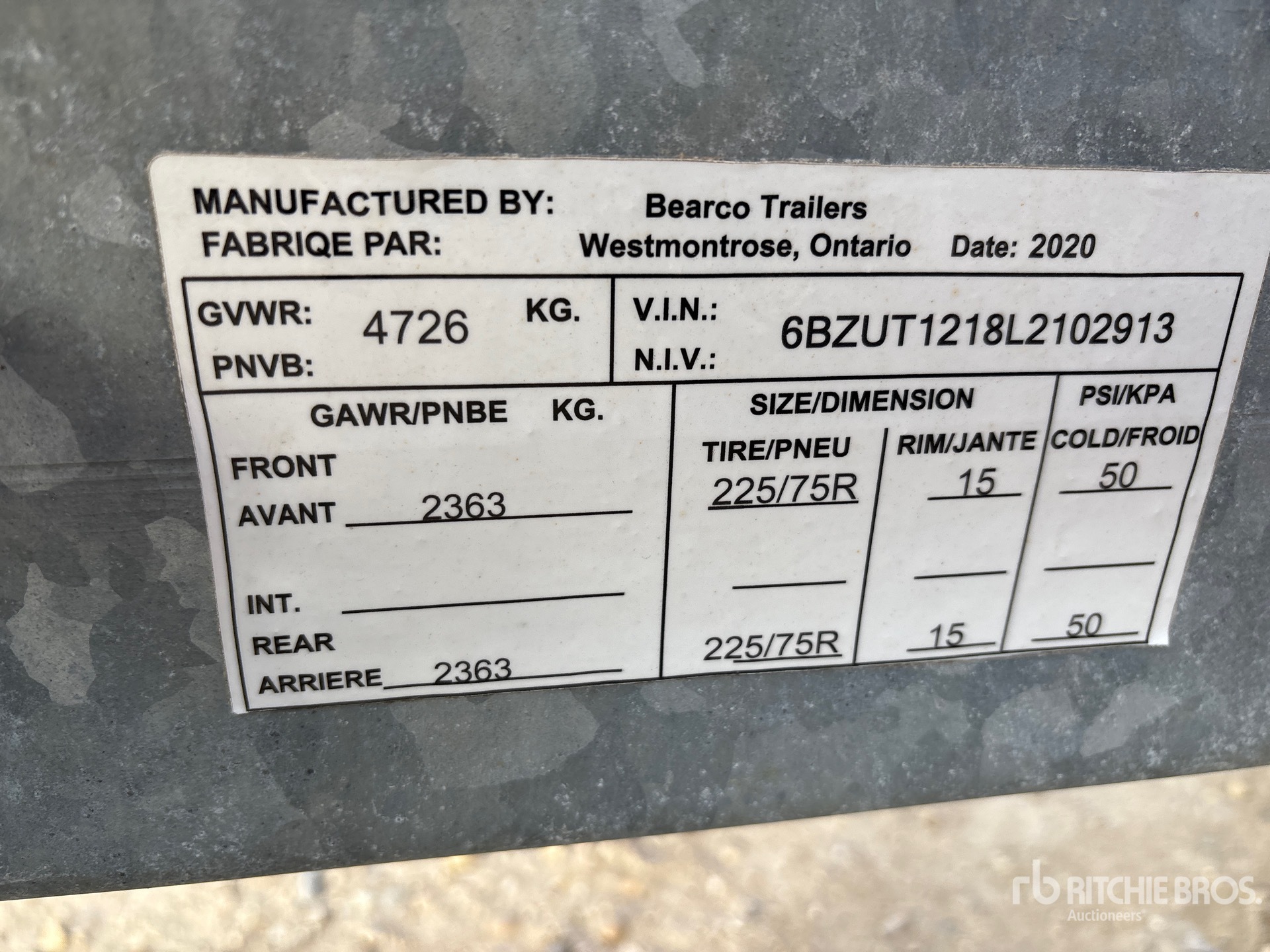General Appearance with Serial Number / VIN