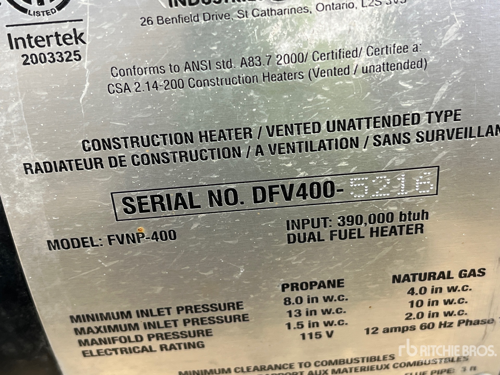 General Appearance with Serial Number / VIN