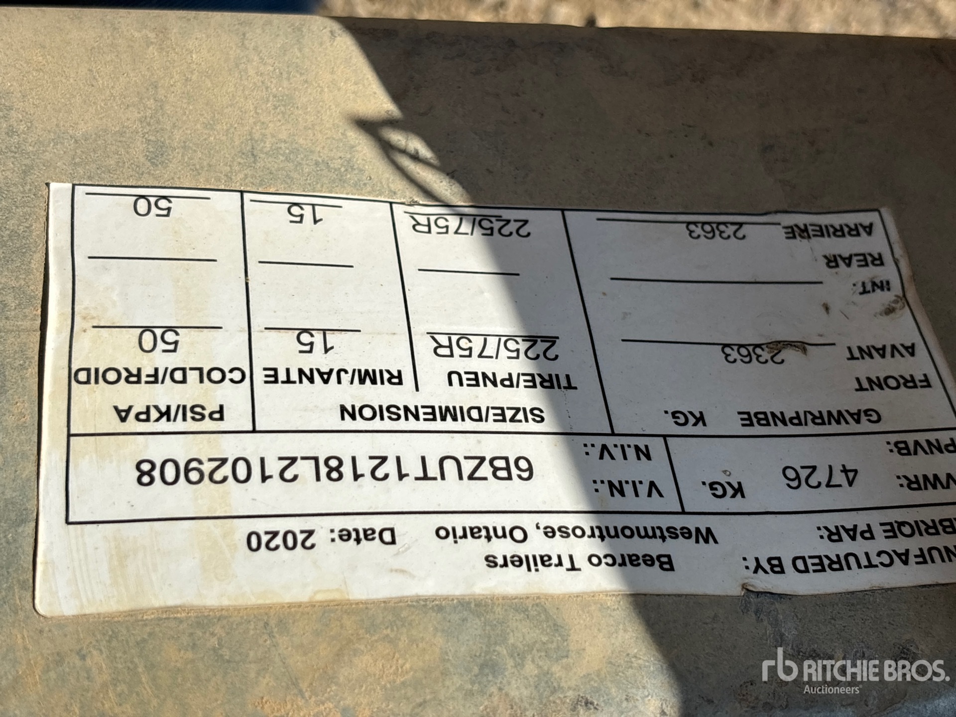 General Appearance with Serial Number / VIN