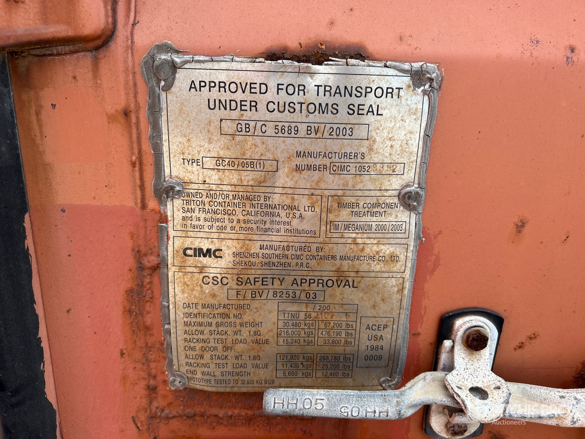 General Appearance with Serial Number / VIN