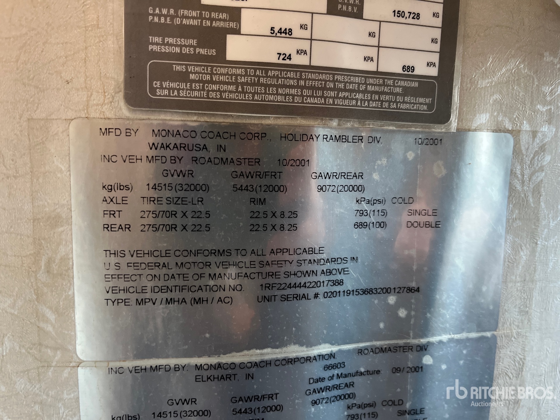General Appearance with Serial Number / VIN