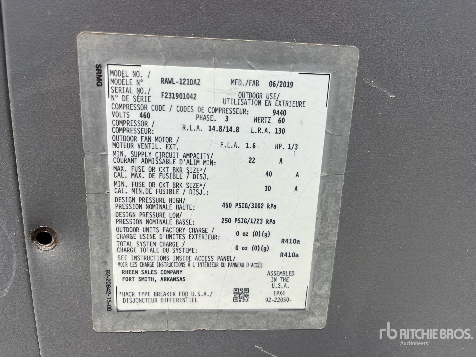 General Appearance with Serial Number / VIN