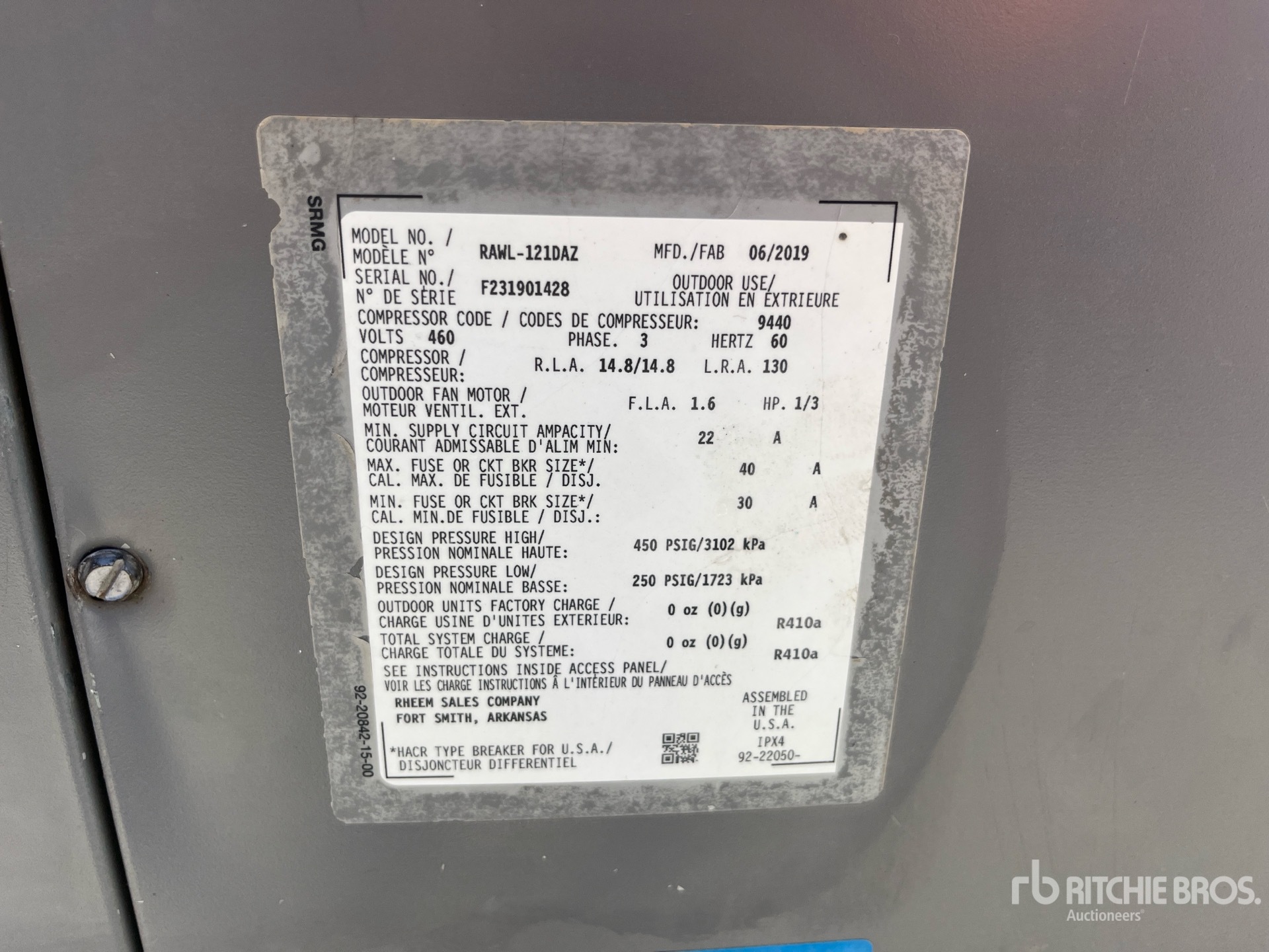 General Appearance with Serial Number / VIN