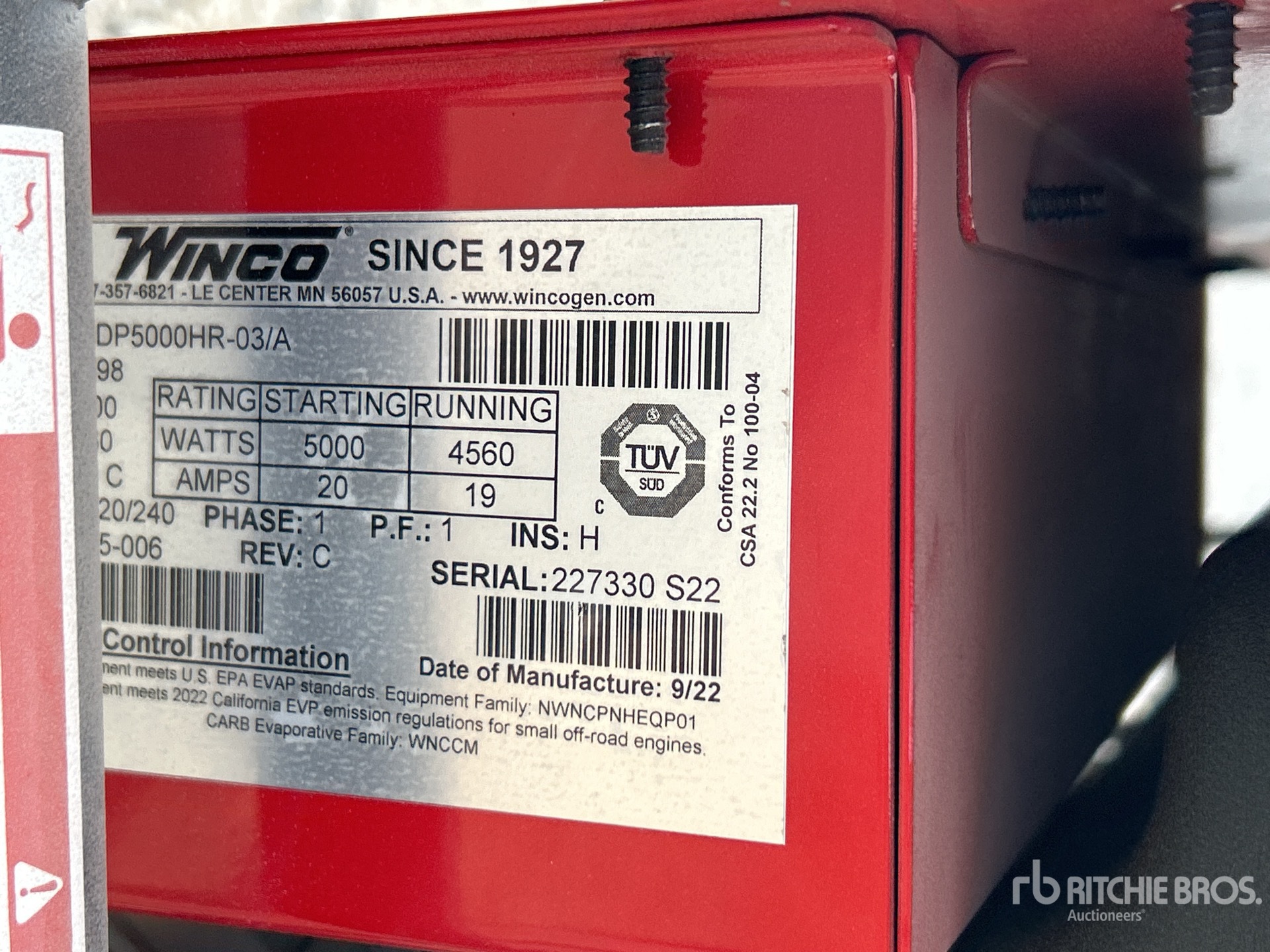 General Appearance with Serial Number / VIN