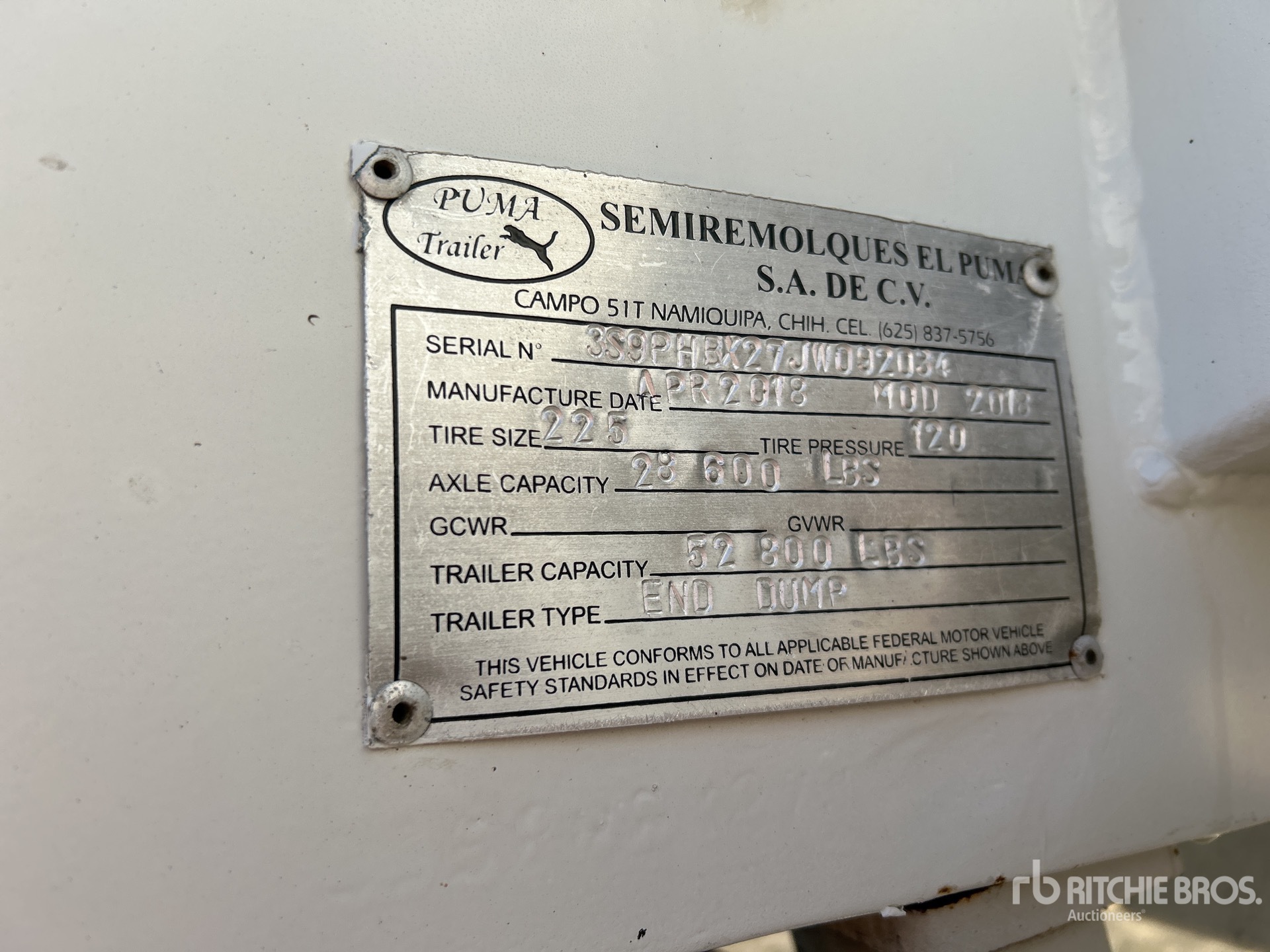 General Appearance with Serial Number / VIN