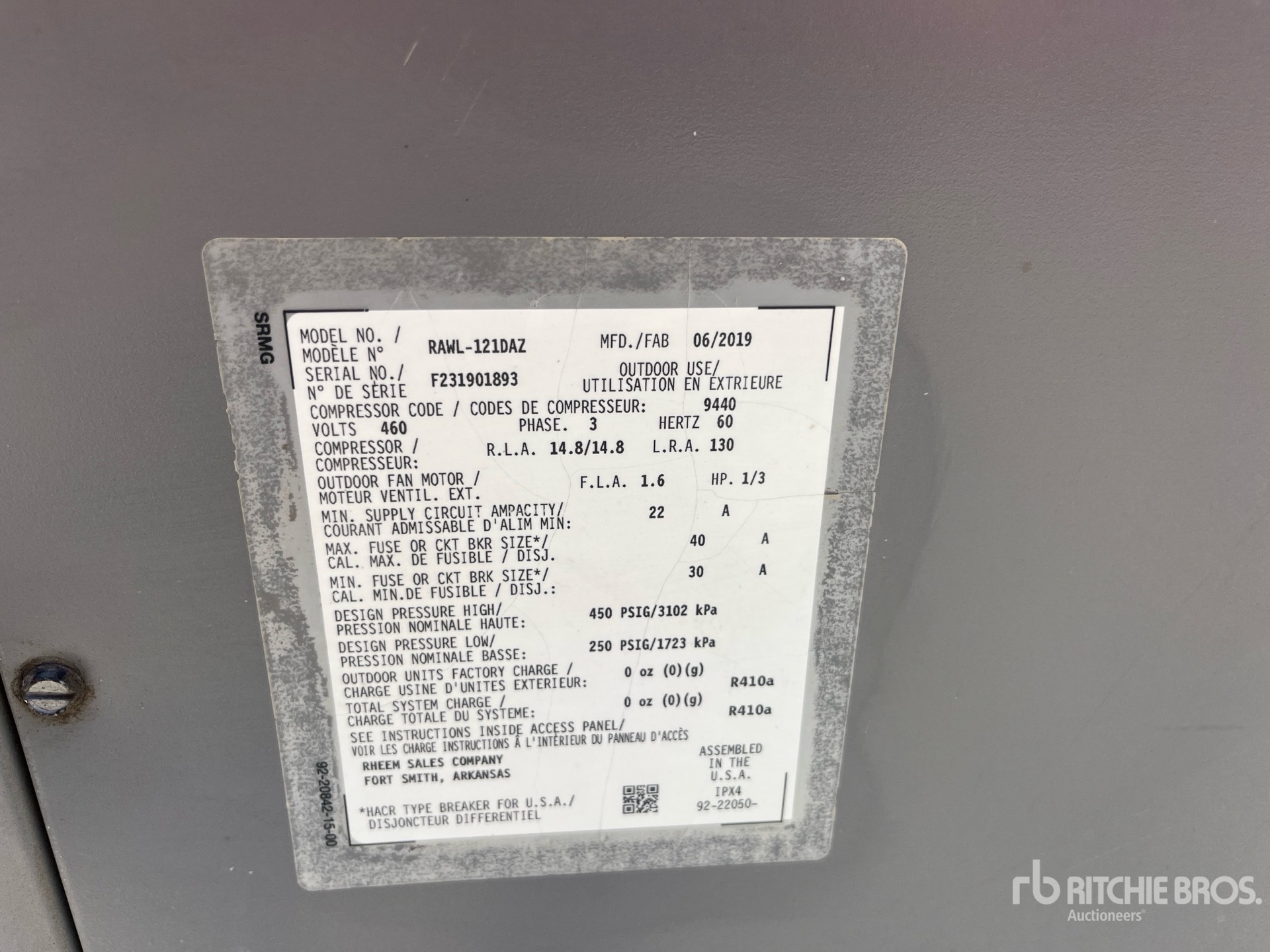 General Appearance with Serial Number / VIN