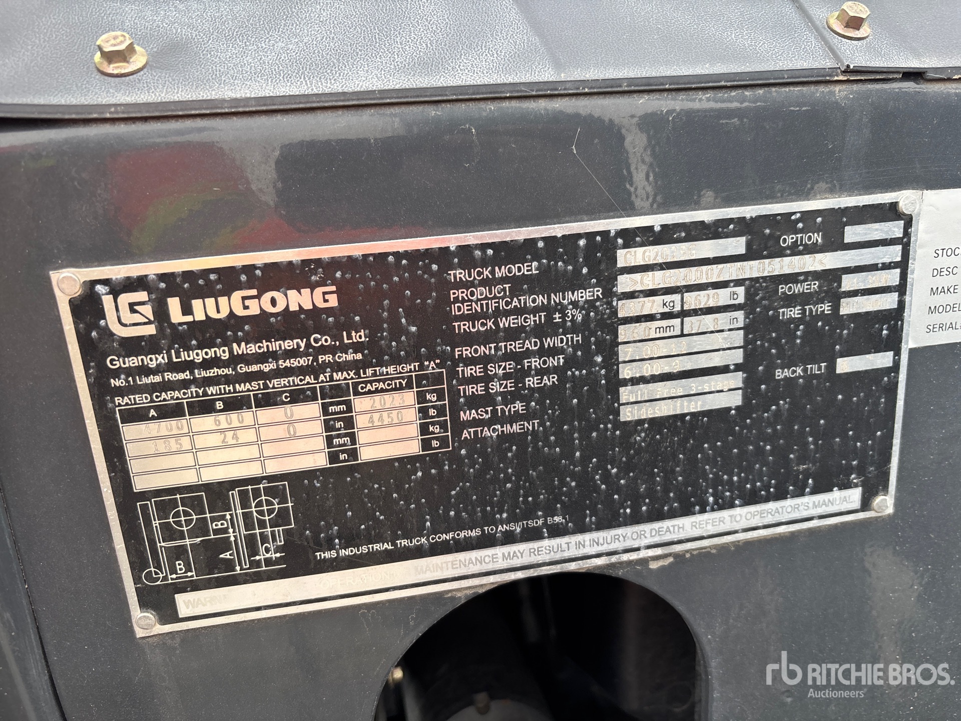 General Appearance with Serial Number / VIN