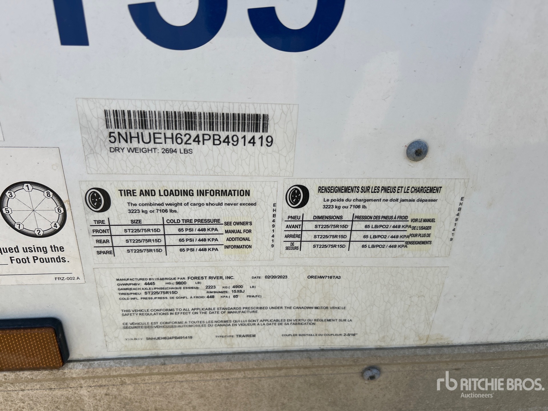 General Appearance with Serial Number / VIN