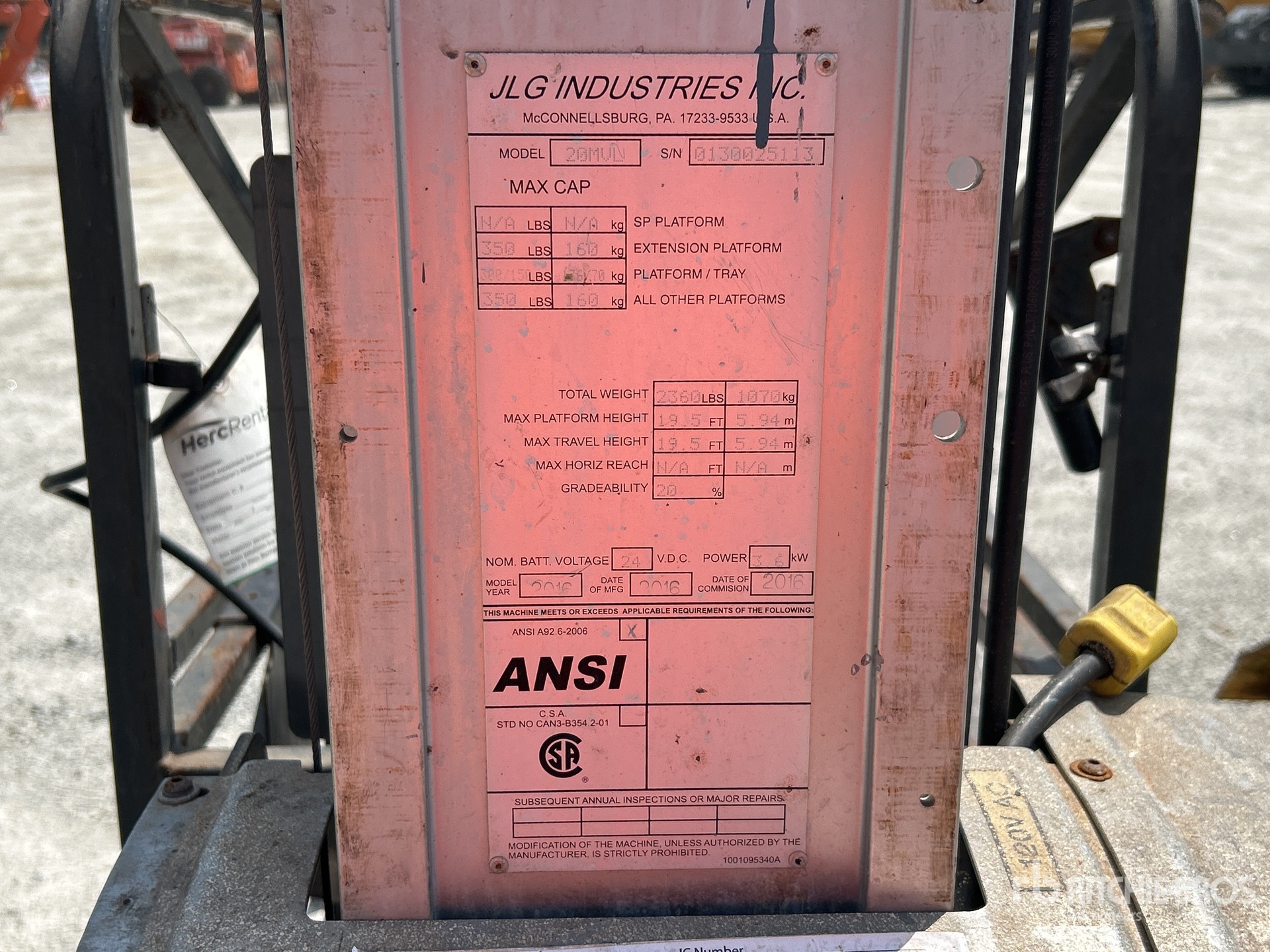 General Appearance with Serial Number / VIN