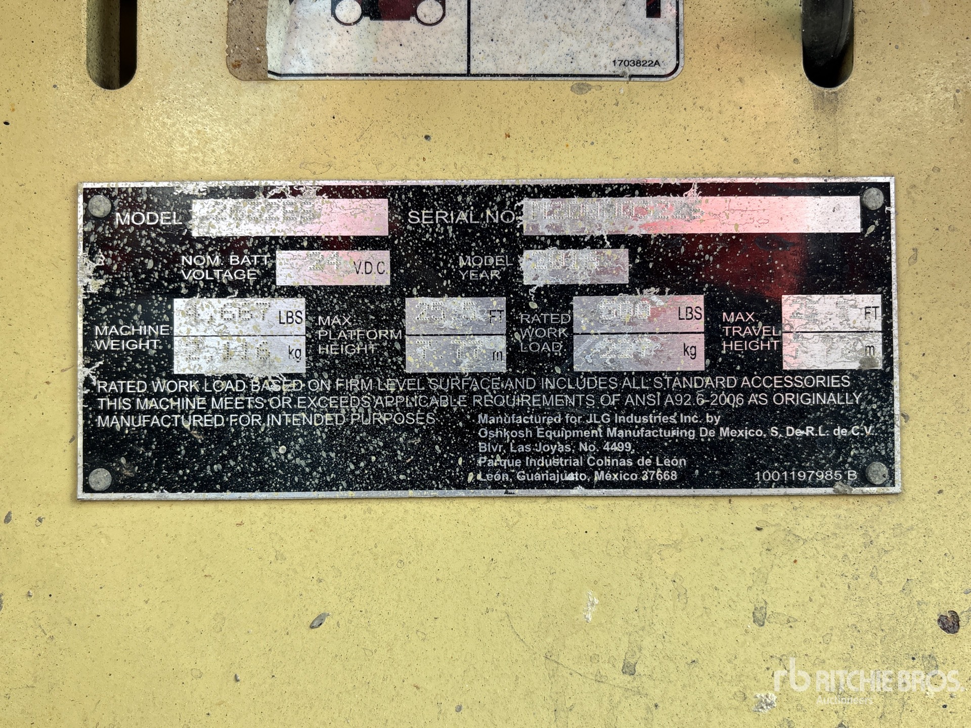 General Appearance with Serial Number / VIN