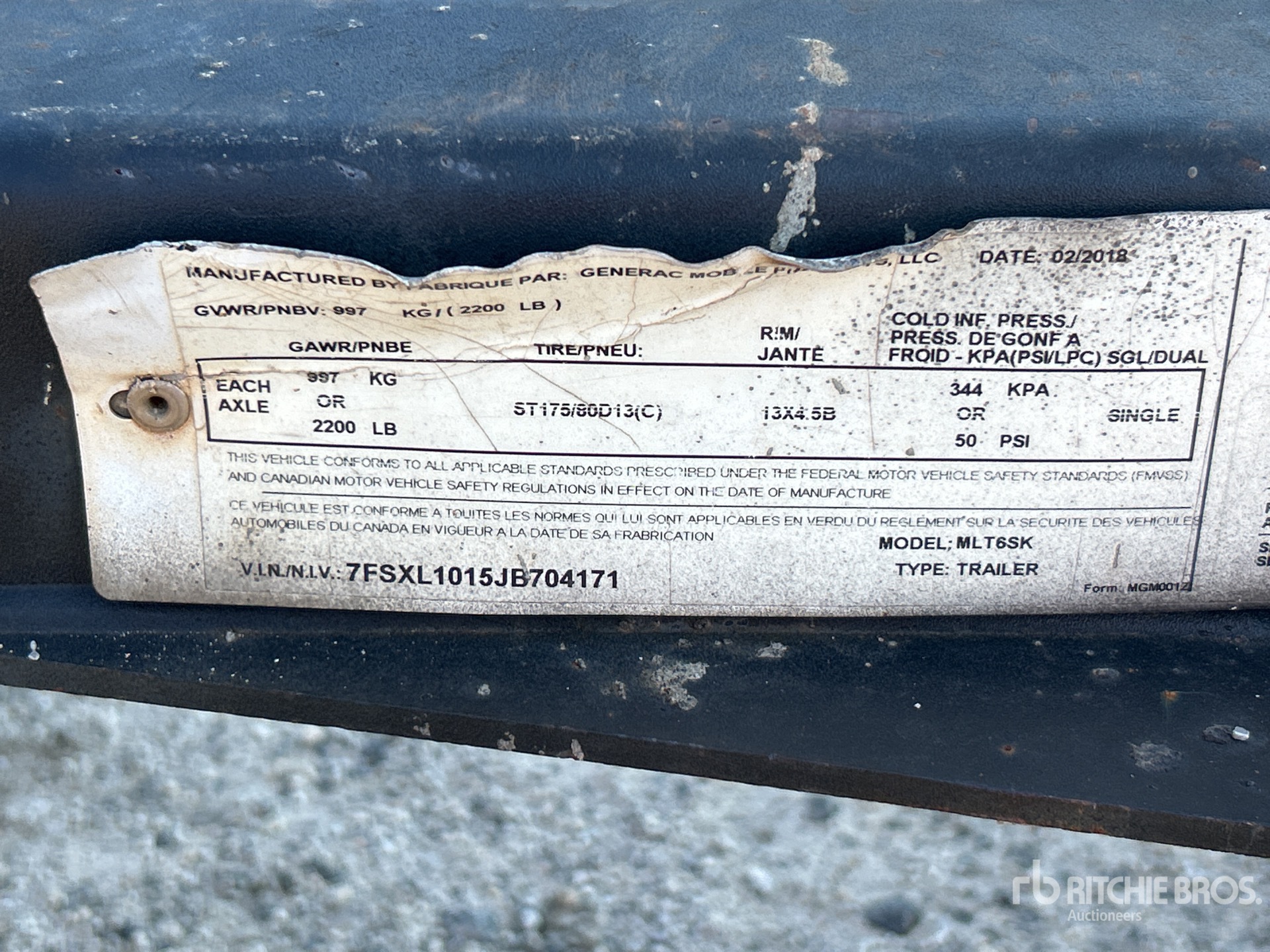 General Appearance with Serial Number / VIN