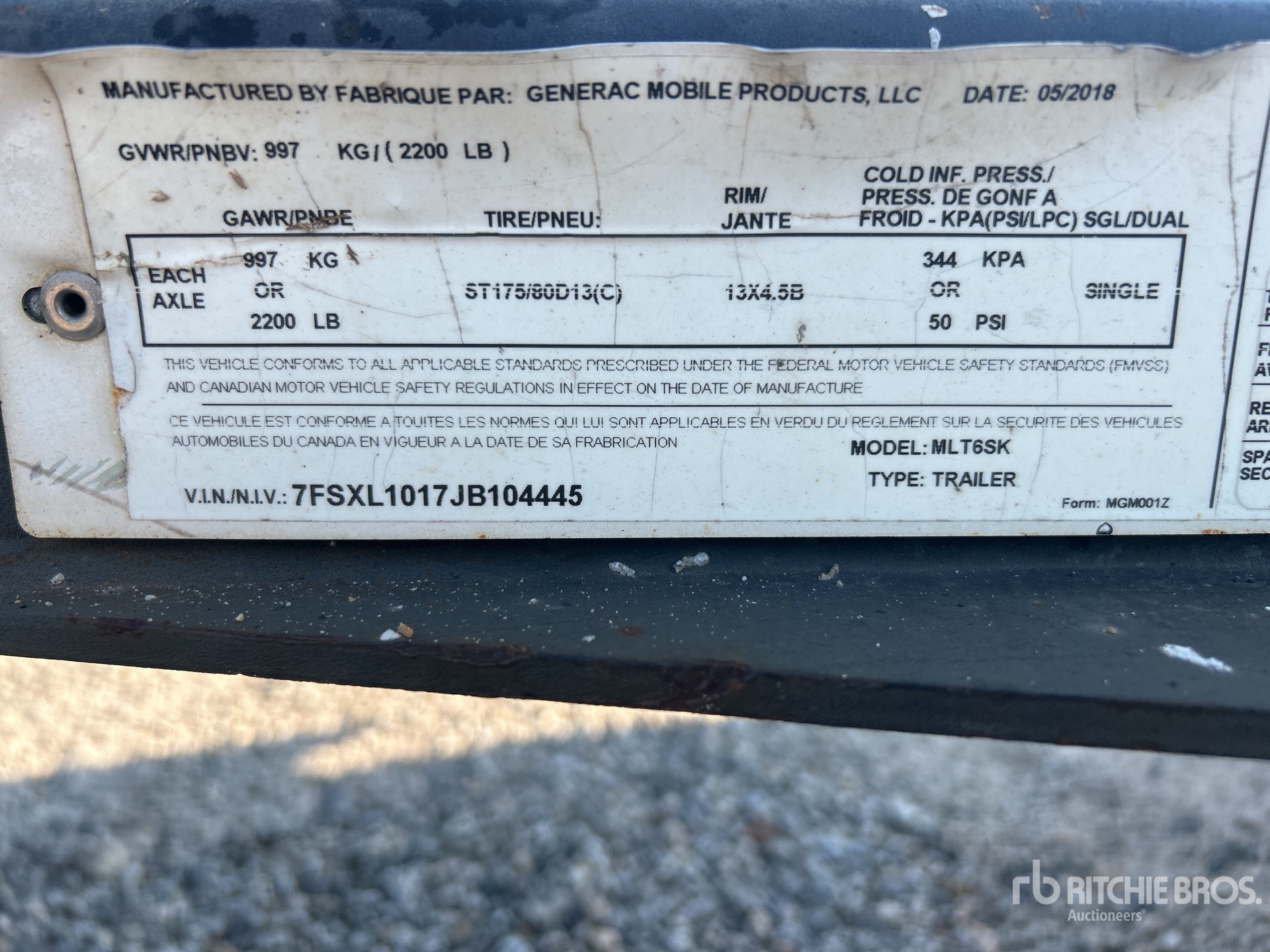 General Appearance with Serial Number / VIN
