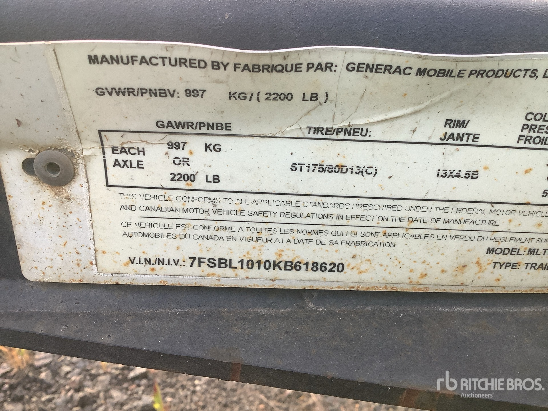 General Appearance with Serial Number / VIN