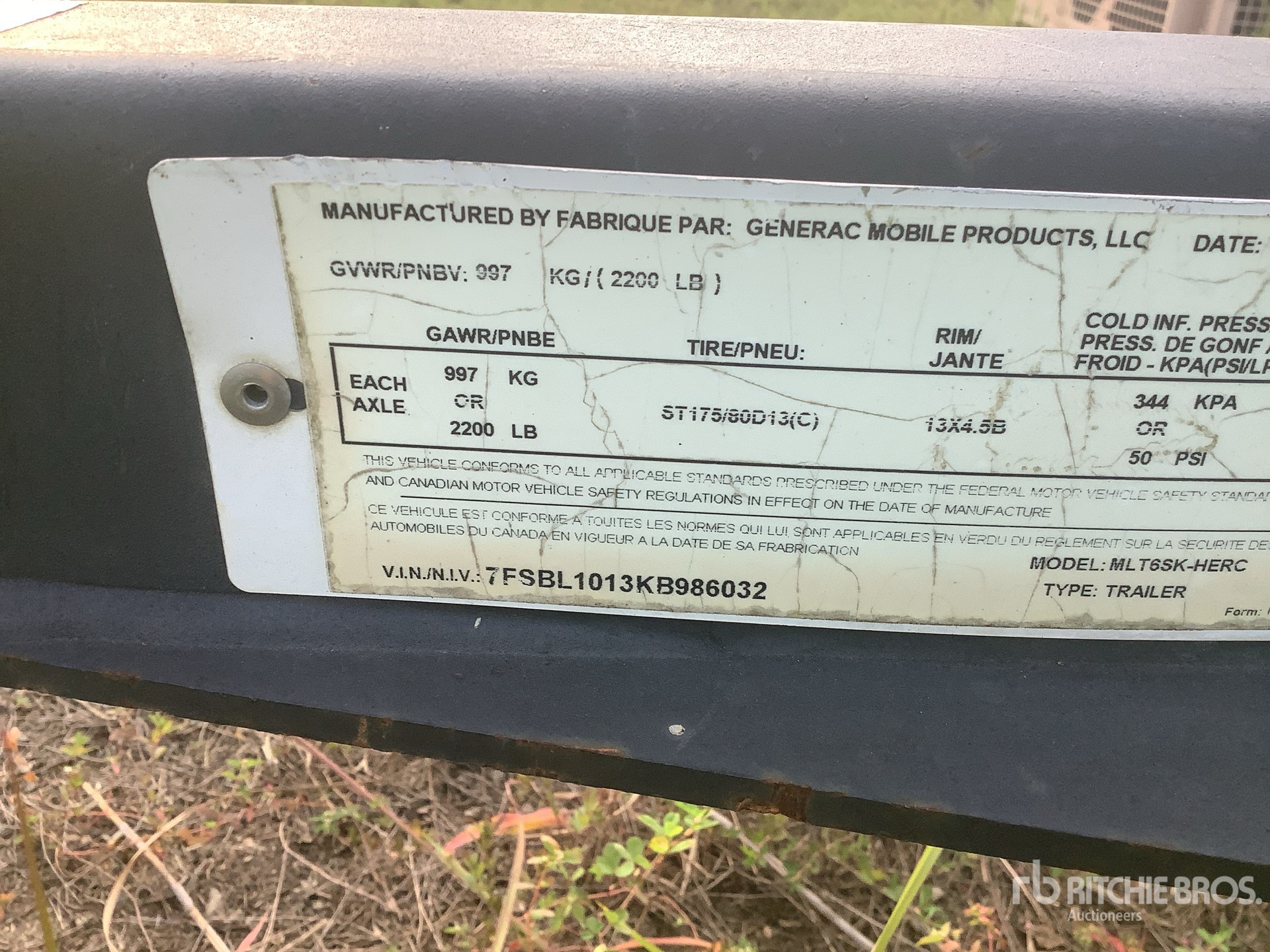 General Appearance with Serial Number / VIN