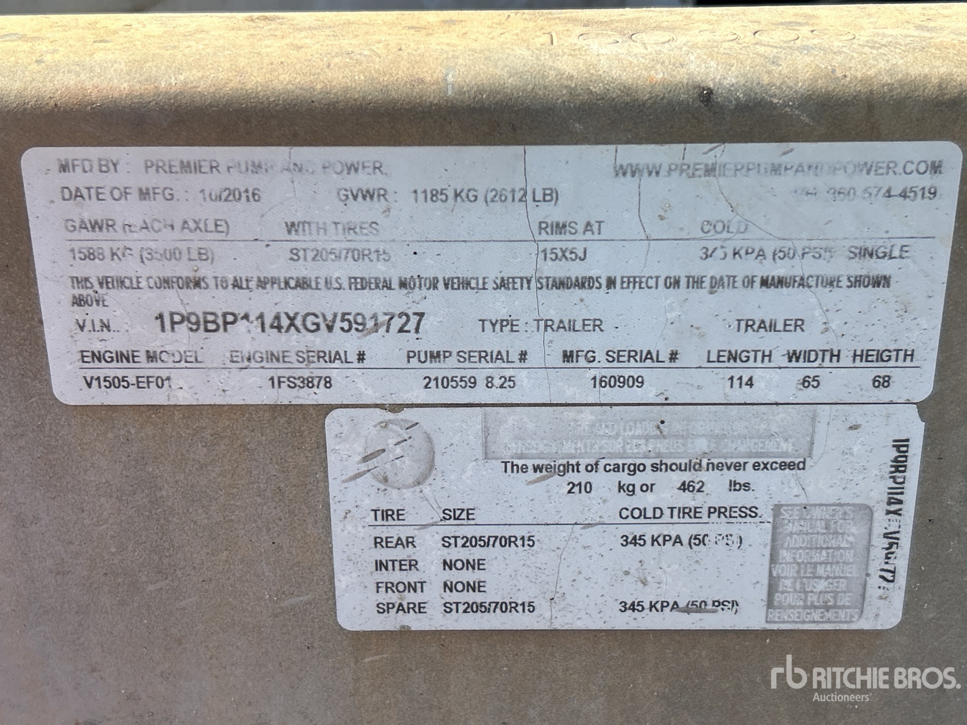 General Appearance with Serial Number / VIN