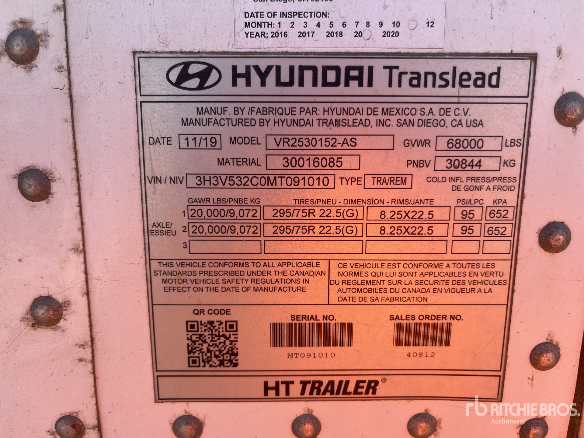 General Appearance with Serial Number / VIN
