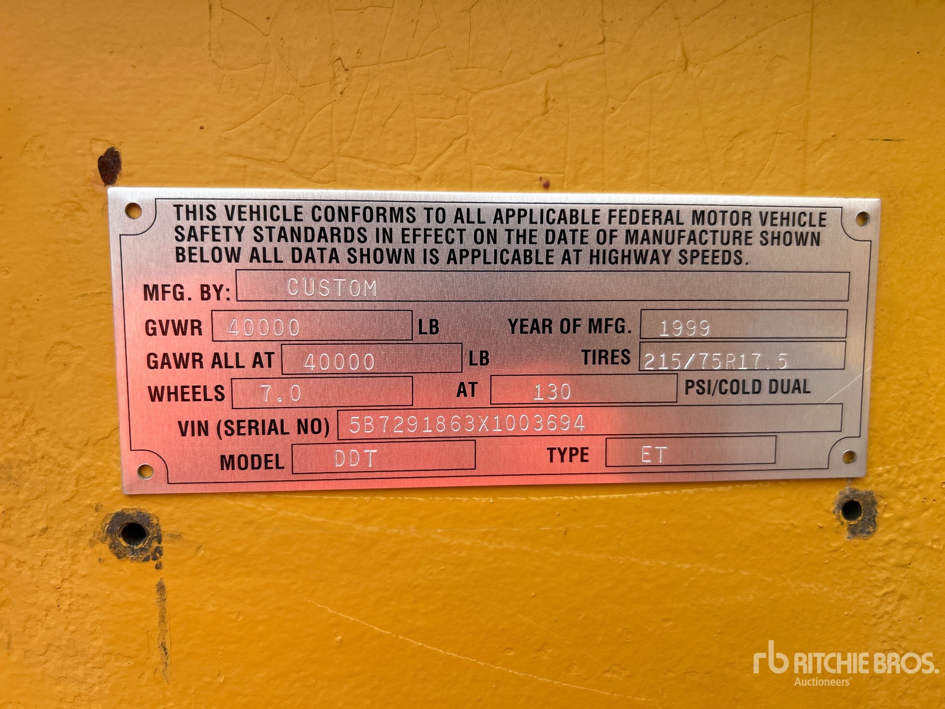 General Appearance with Serial Number / VIN