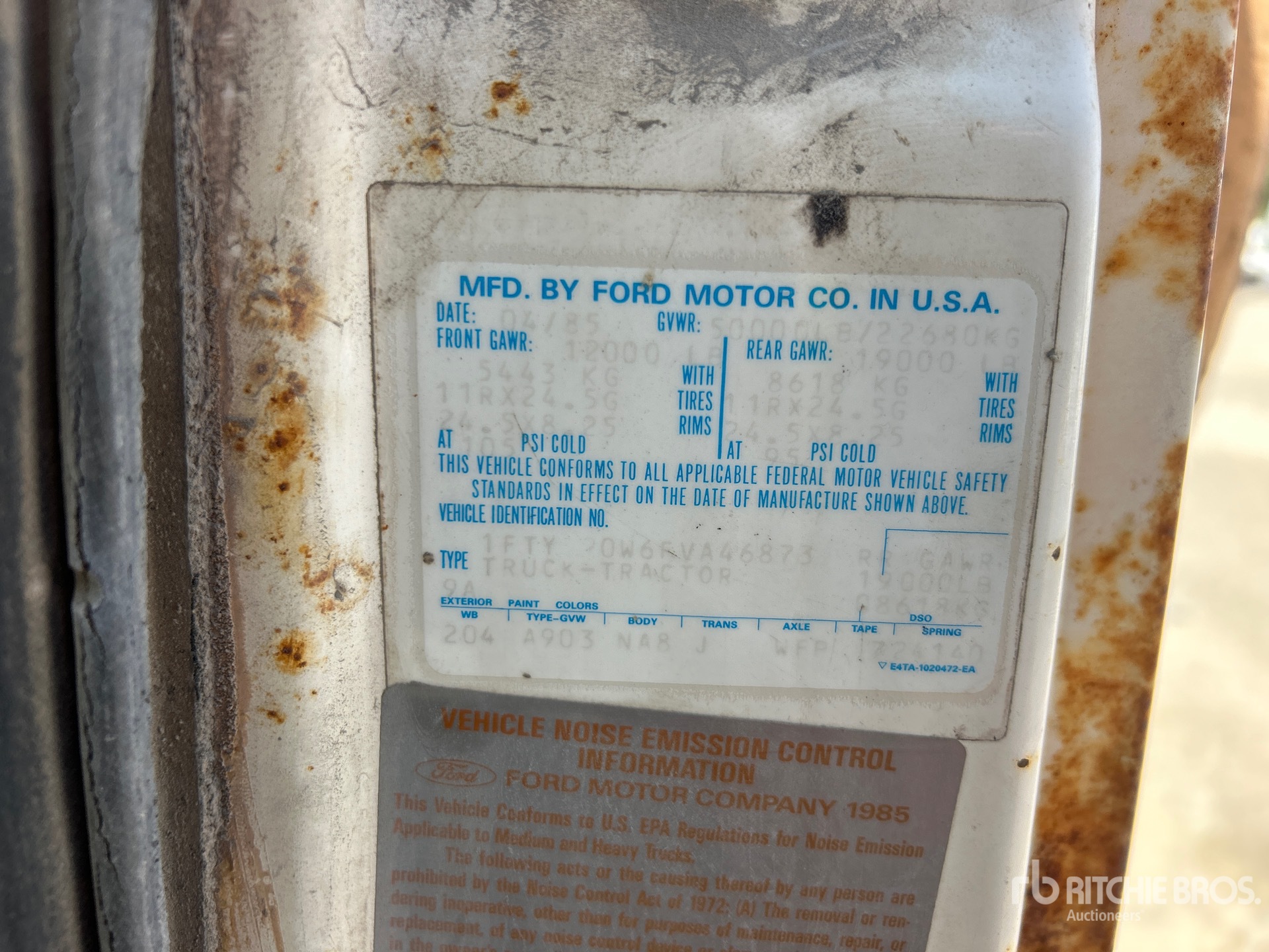 General Appearance with Serial Number / VIN