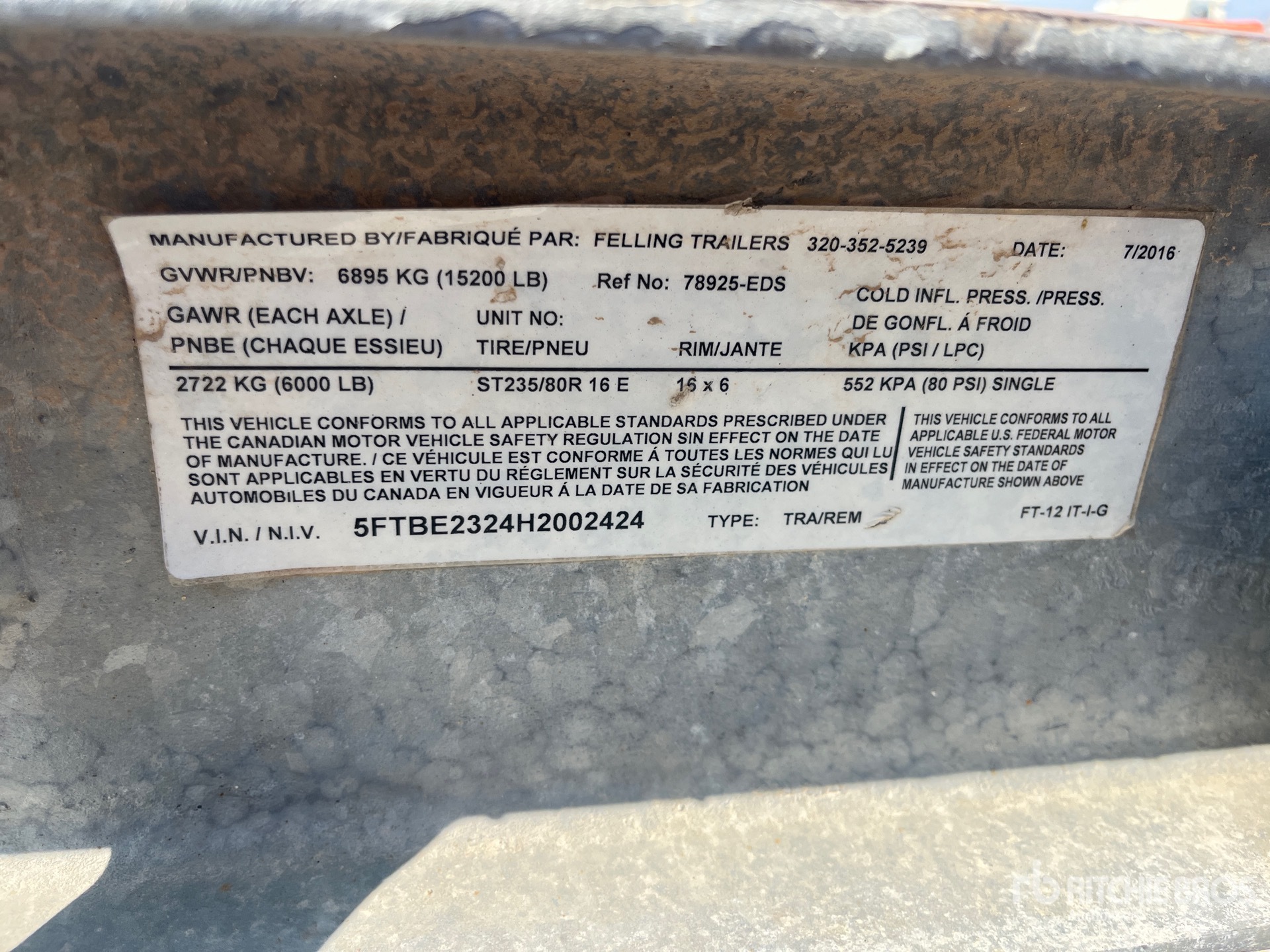 General Appearance with Serial Number / VIN