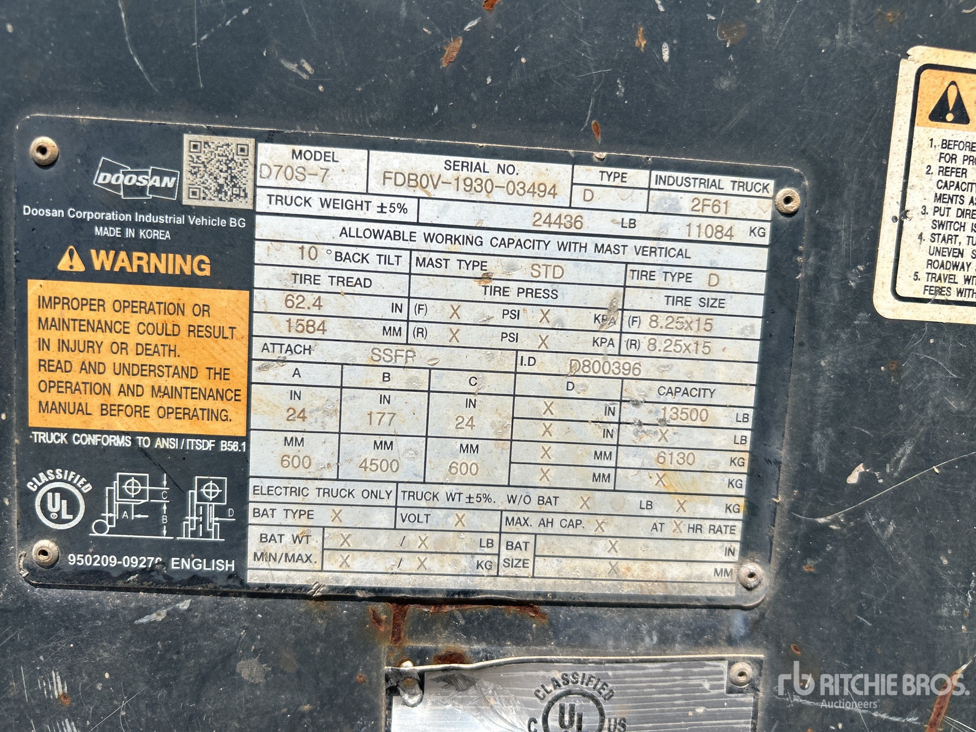 General Appearance with Serial Number / VIN