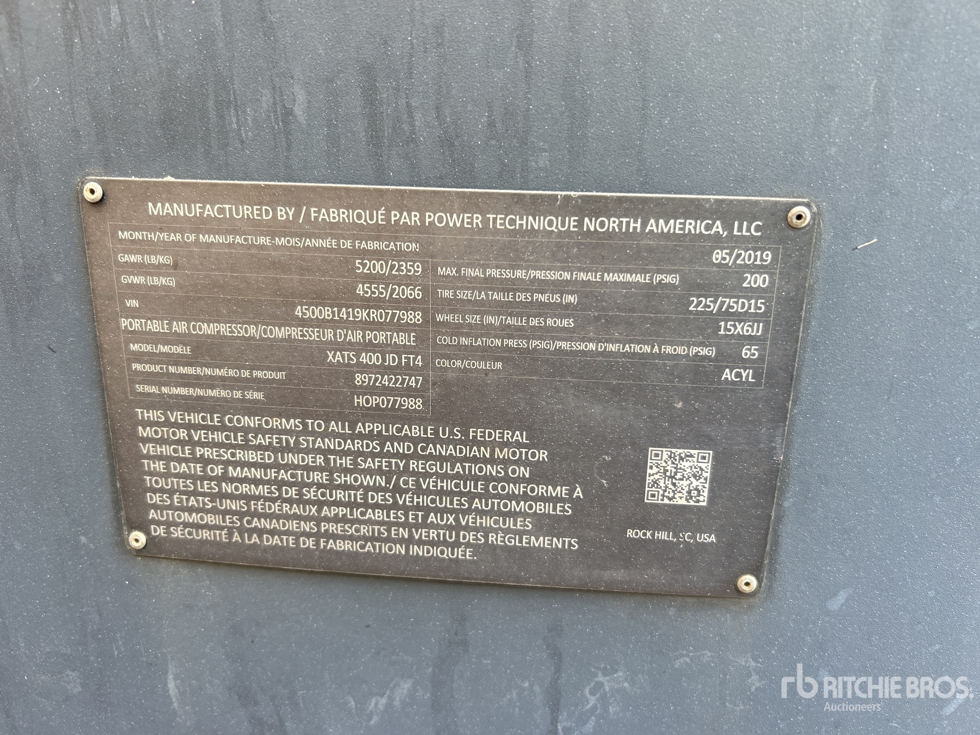 General Appearance with Serial Number / VIN