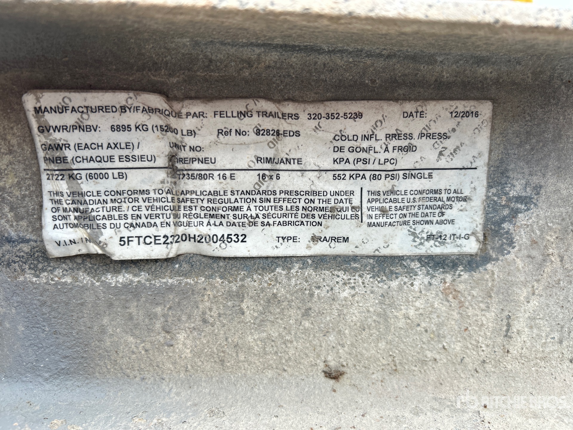 General Appearance with Serial Number / VIN