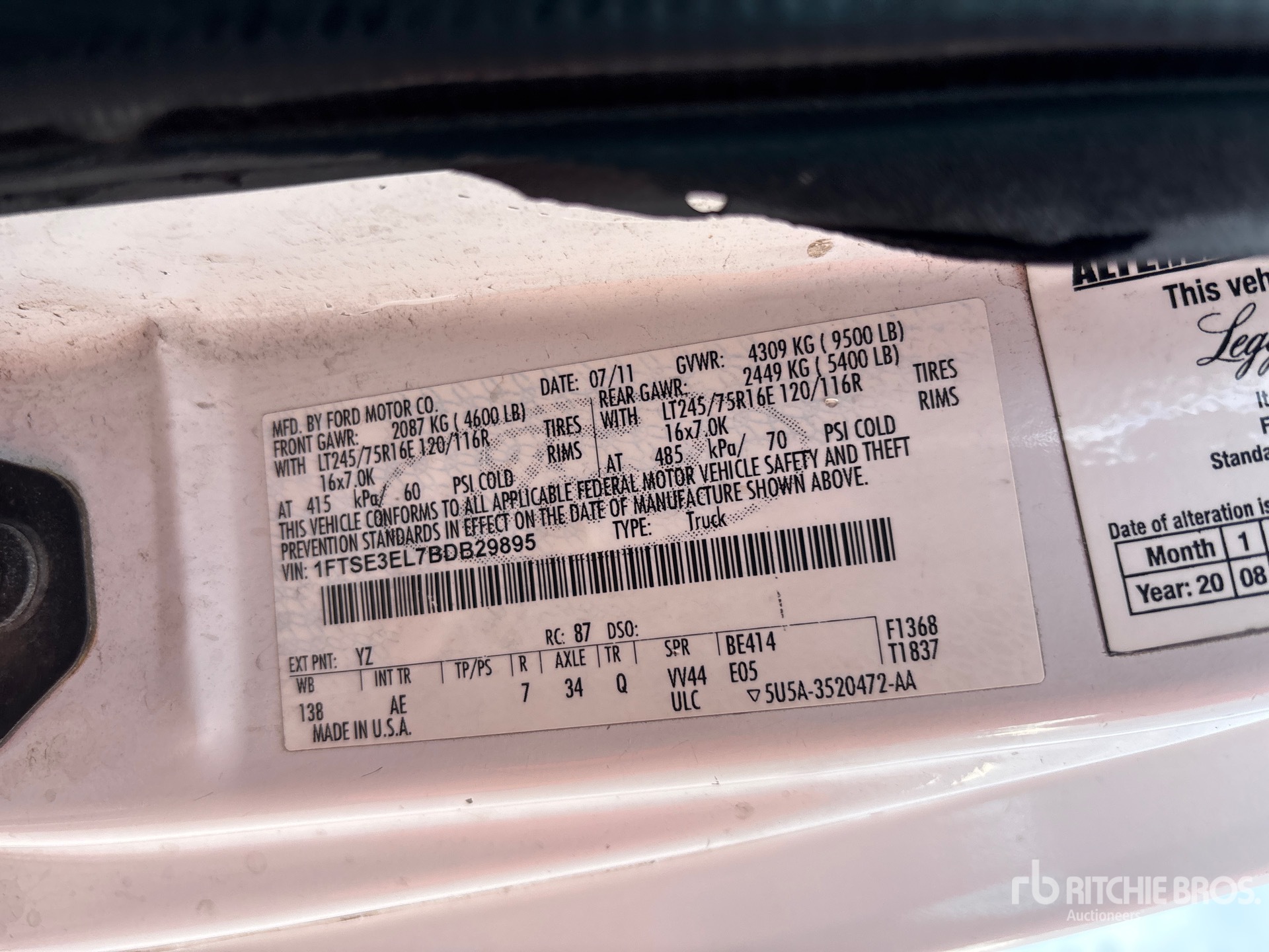 General Appearance with Serial Number / VIN