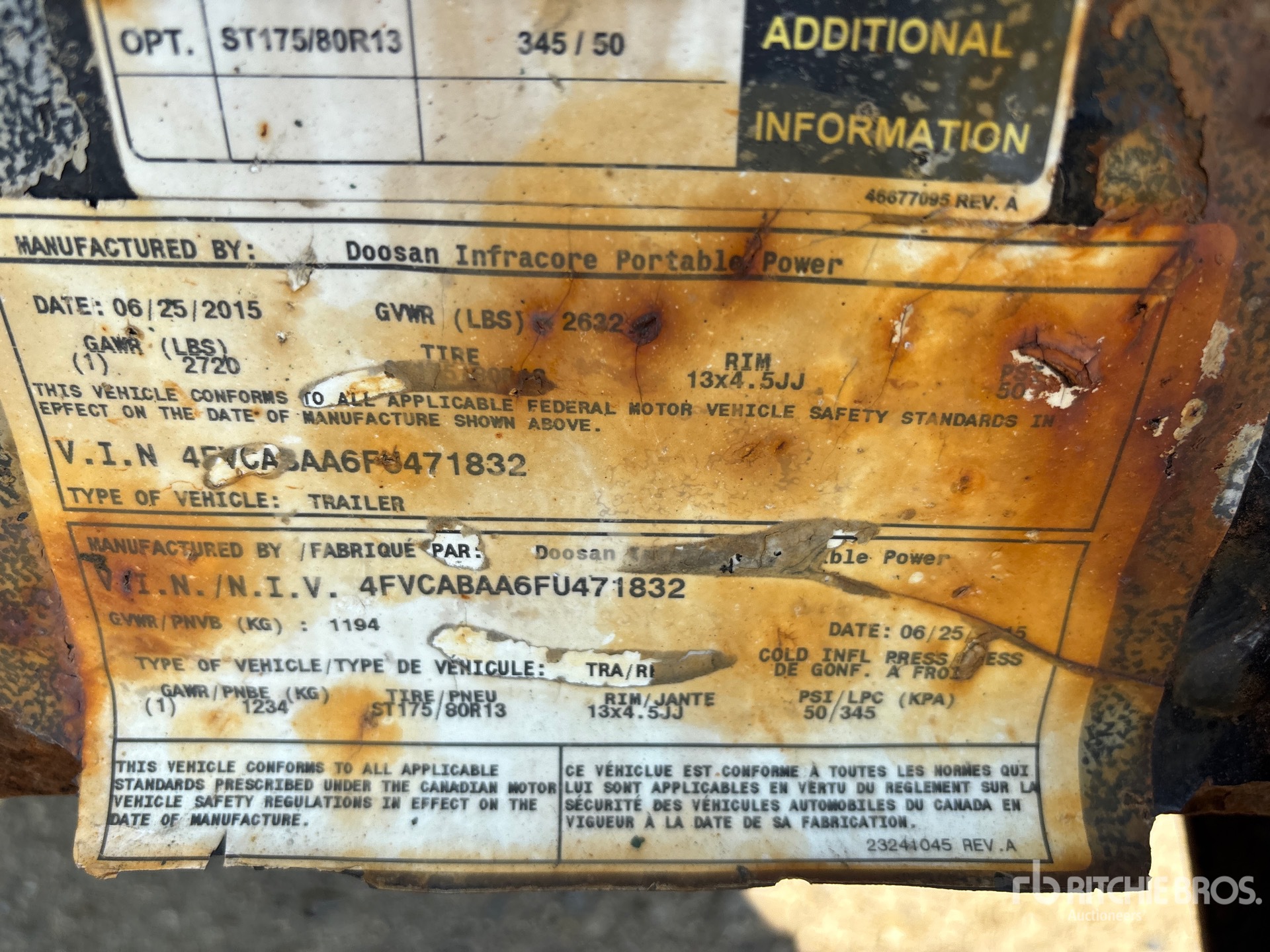 General Appearance with Serial Number / VIN