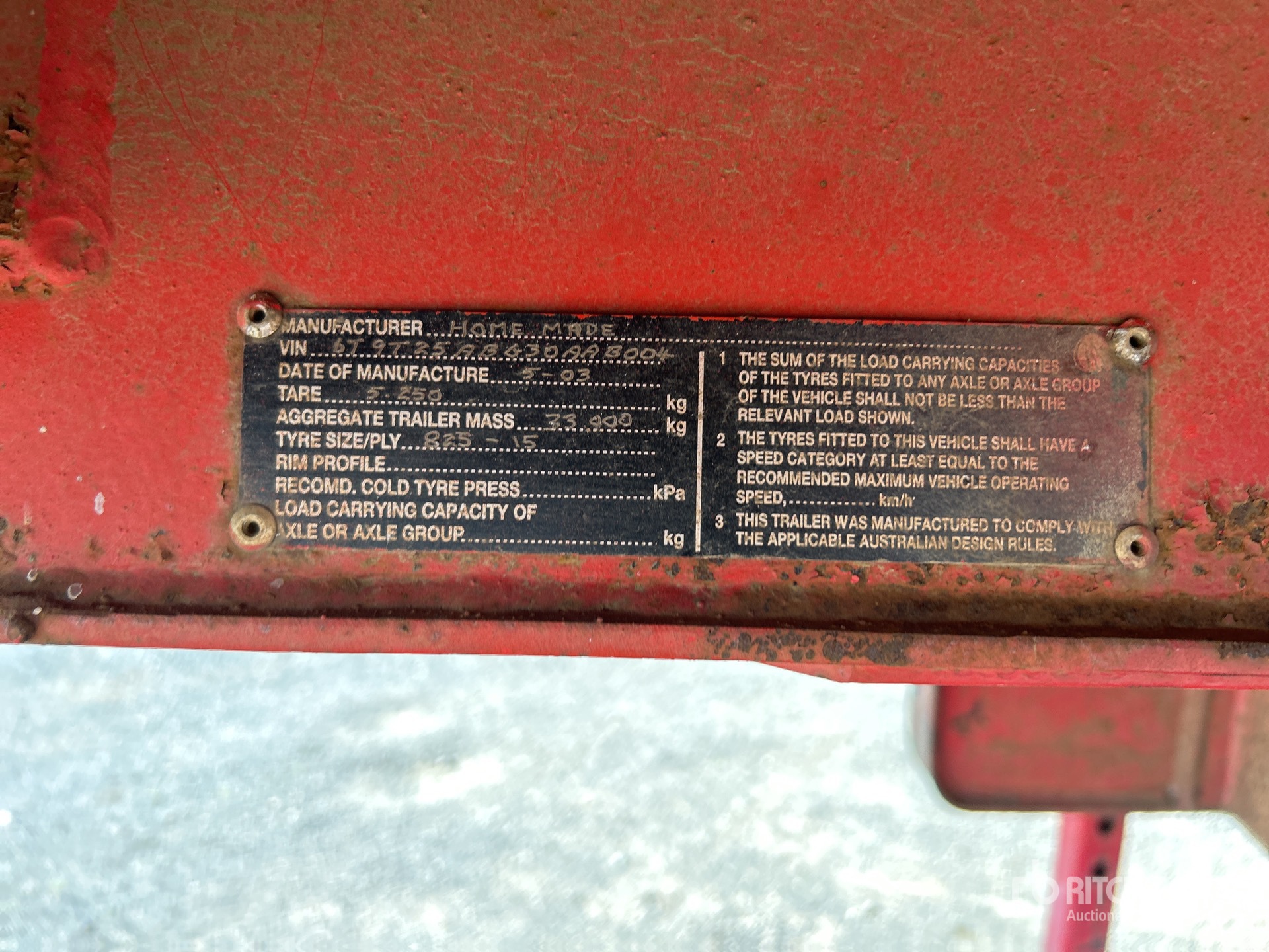 General Appearance with Serial Number / VIN