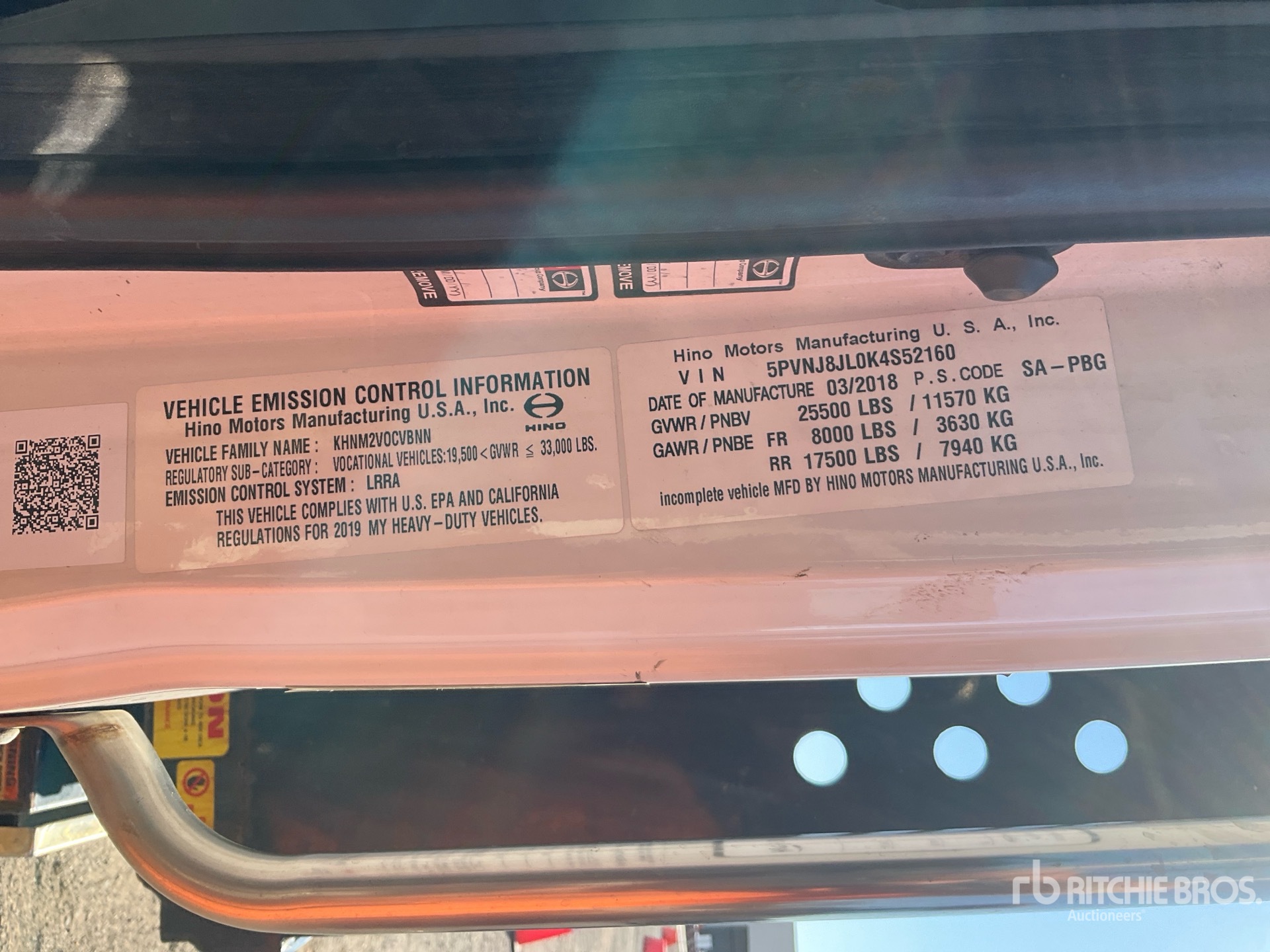 General Appearance with Serial Number / VIN