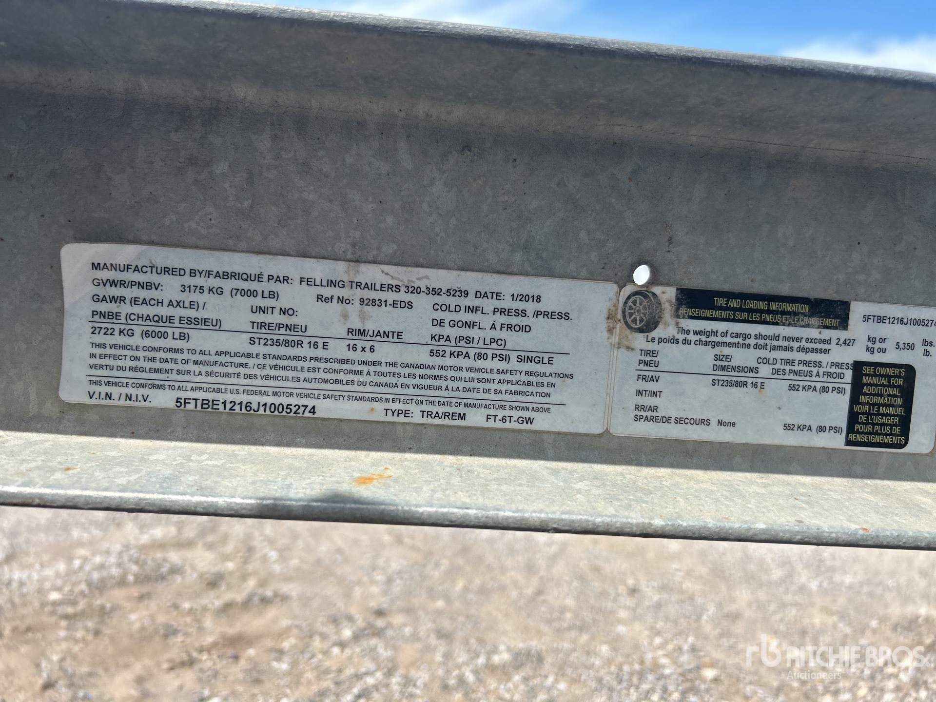 General Appearance with Serial Number / VIN