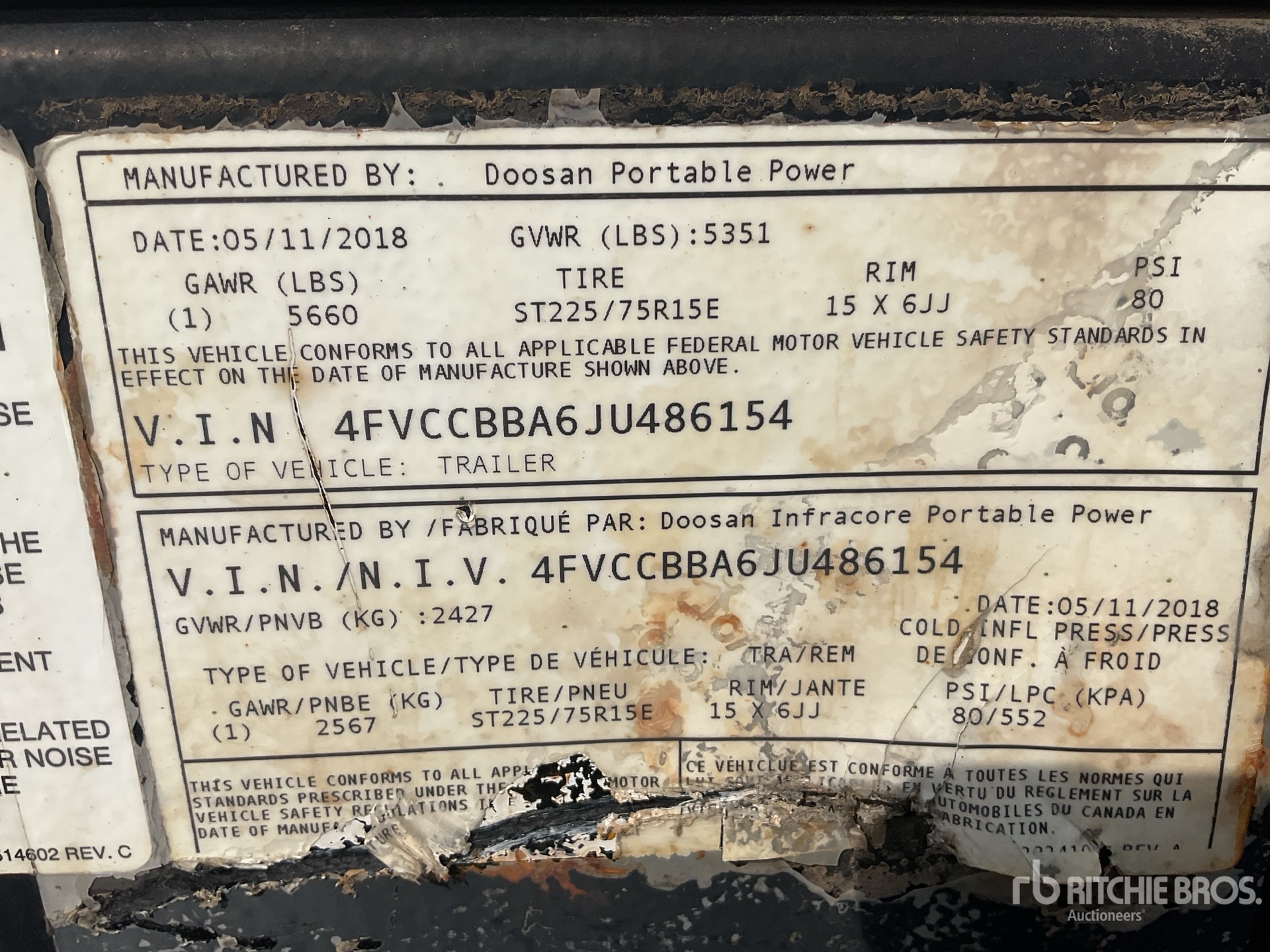 General Appearance with Serial Number / VIN