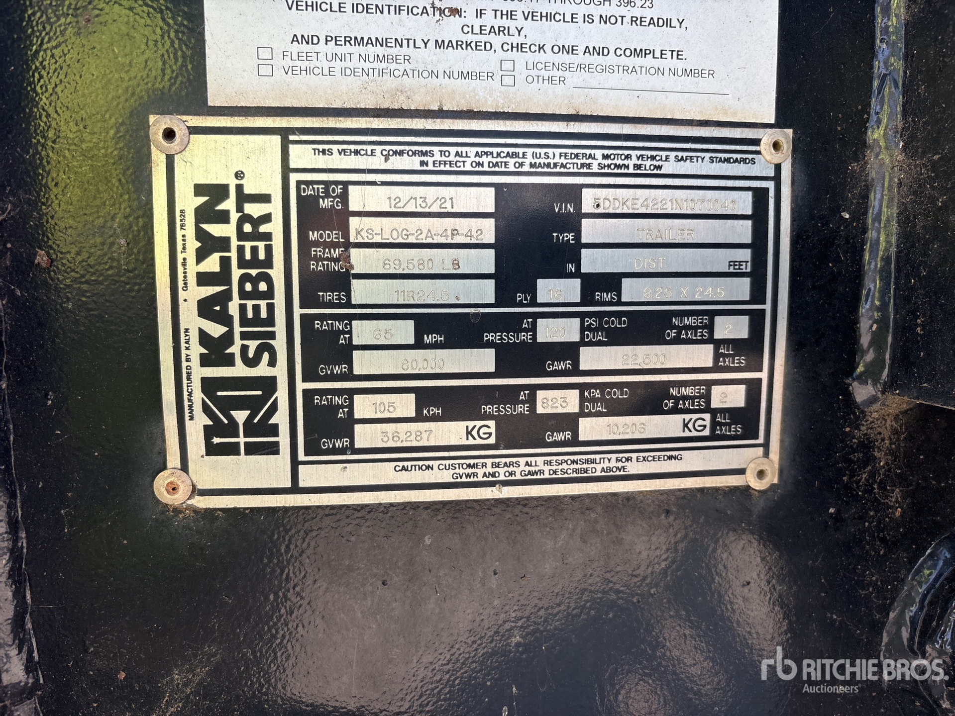 General Appearance with Serial Number / VIN