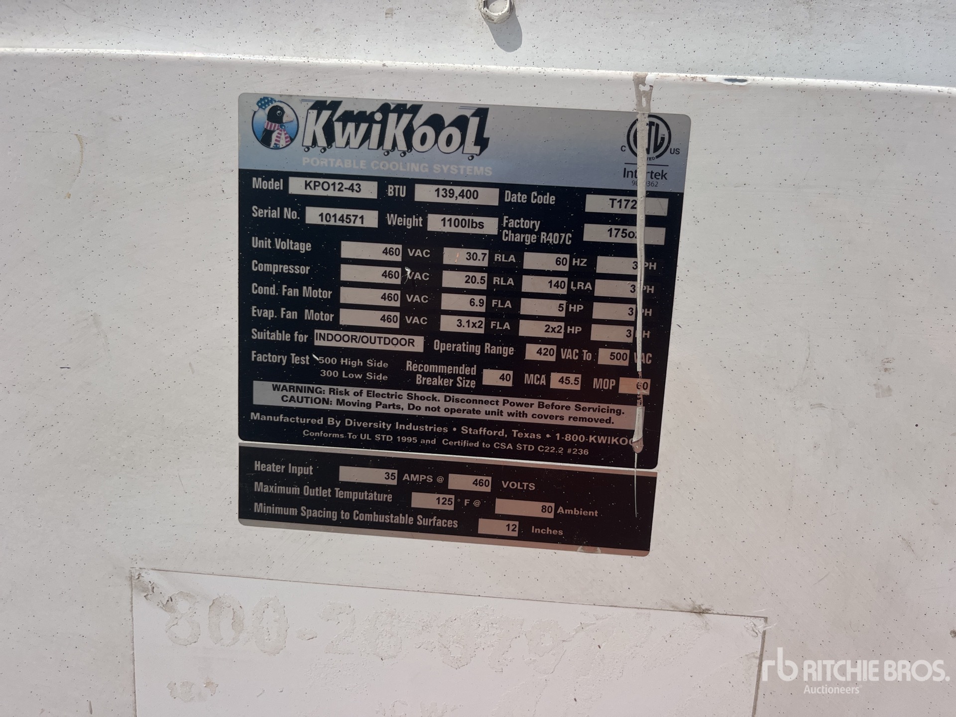 General Appearance with Serial Number / VIN