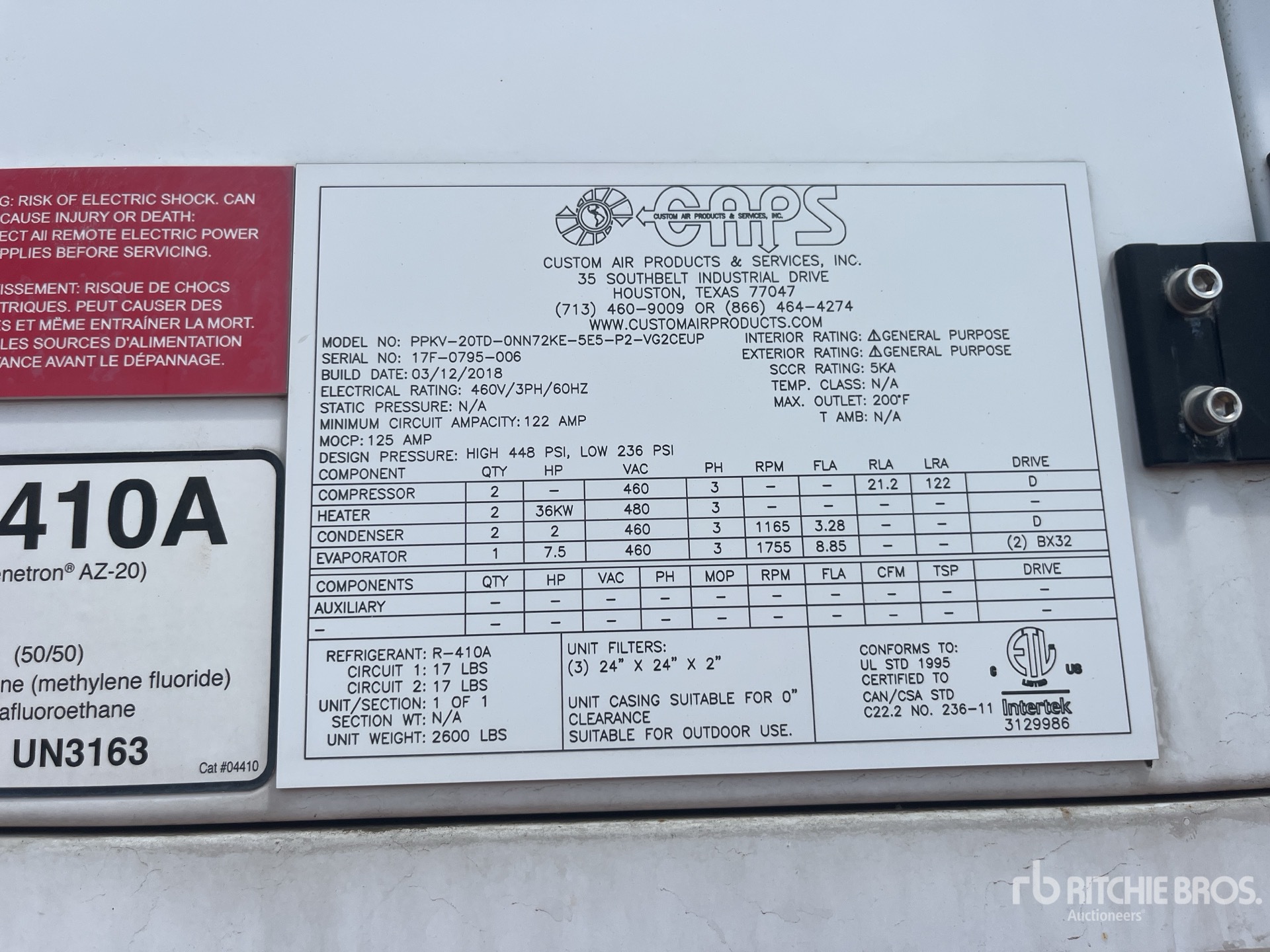 General Appearance with Serial Number / VIN