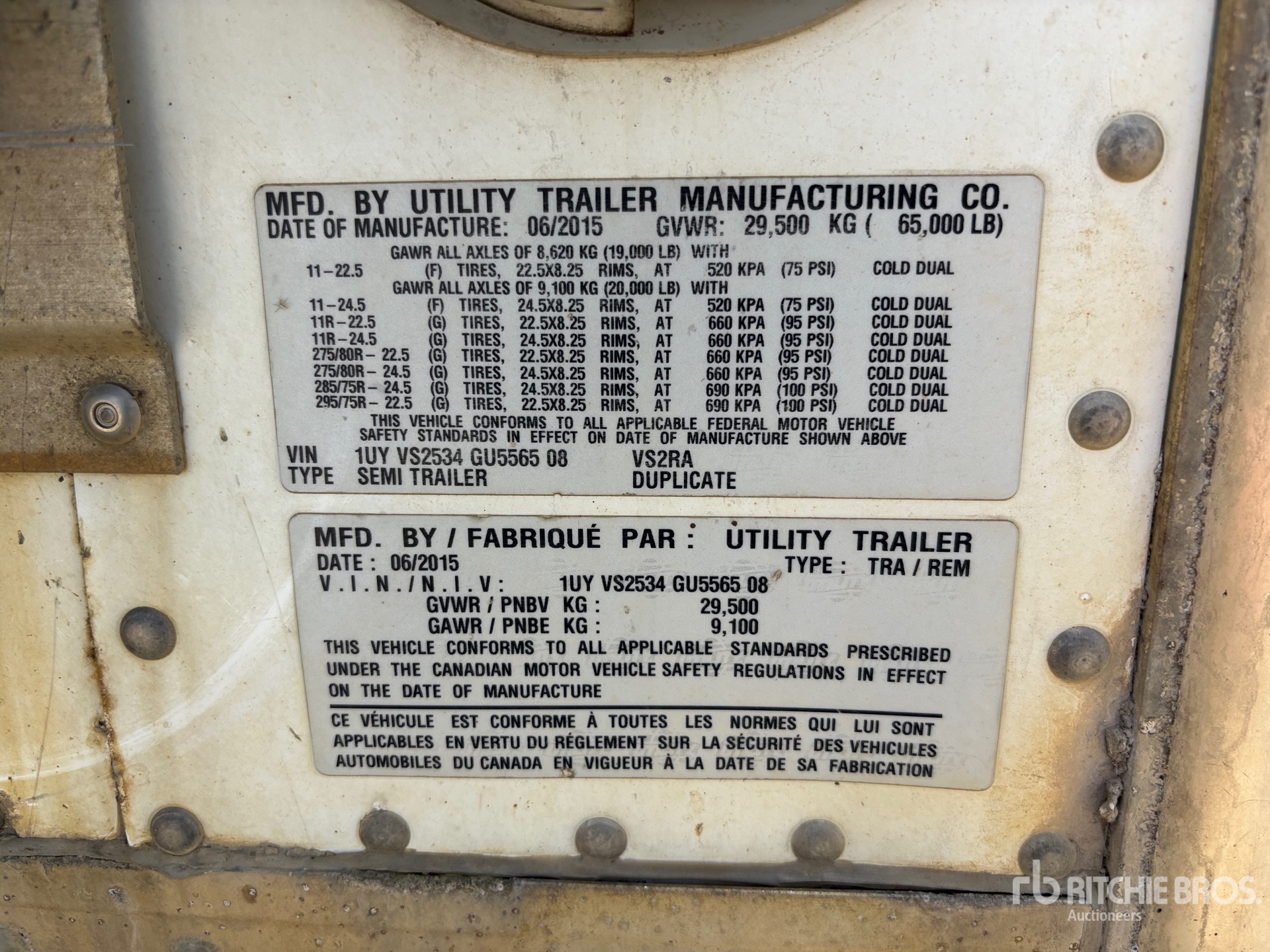 General Appearance with Serial Number / VIN