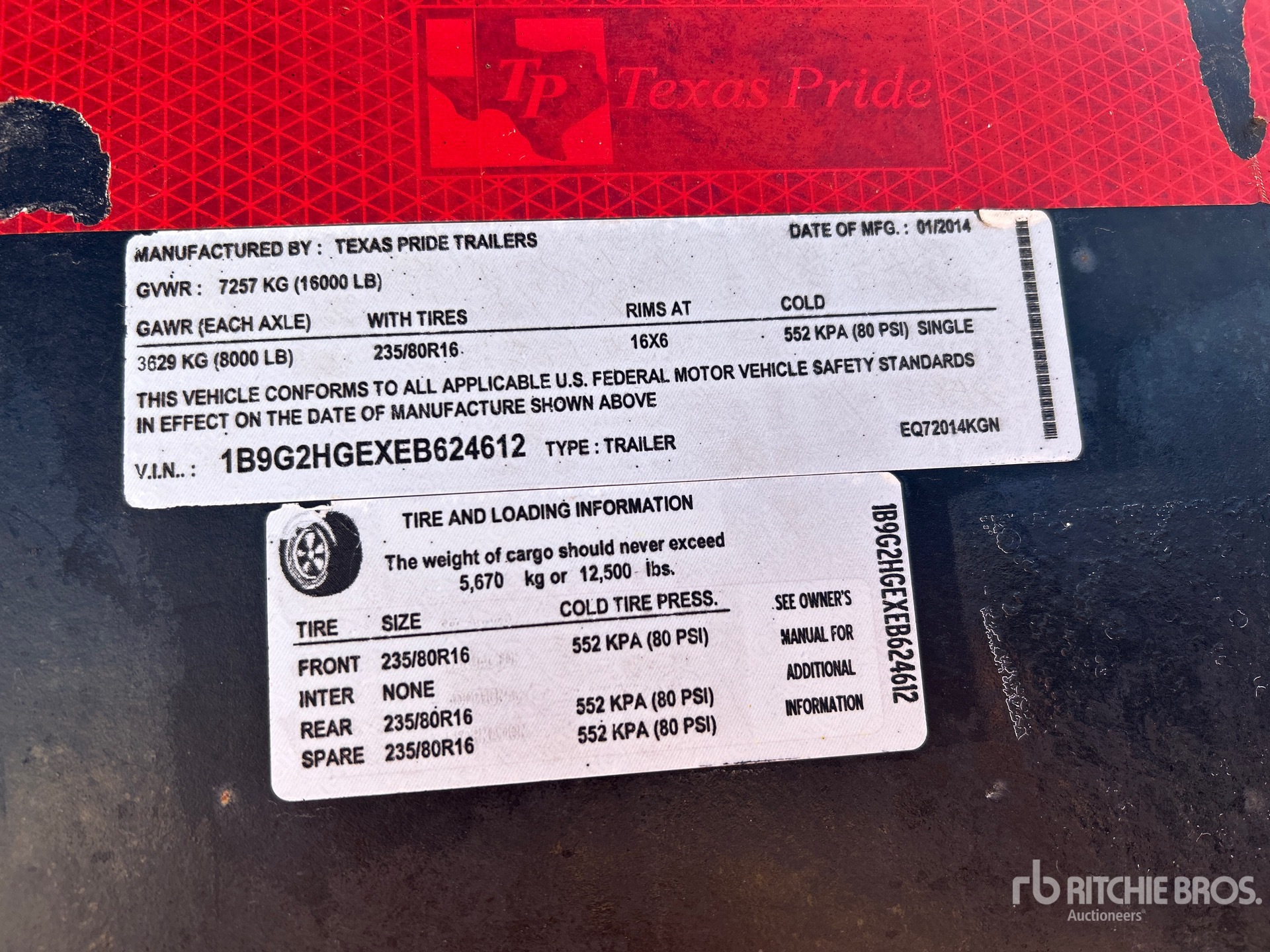 General Appearance with Serial Number / VIN