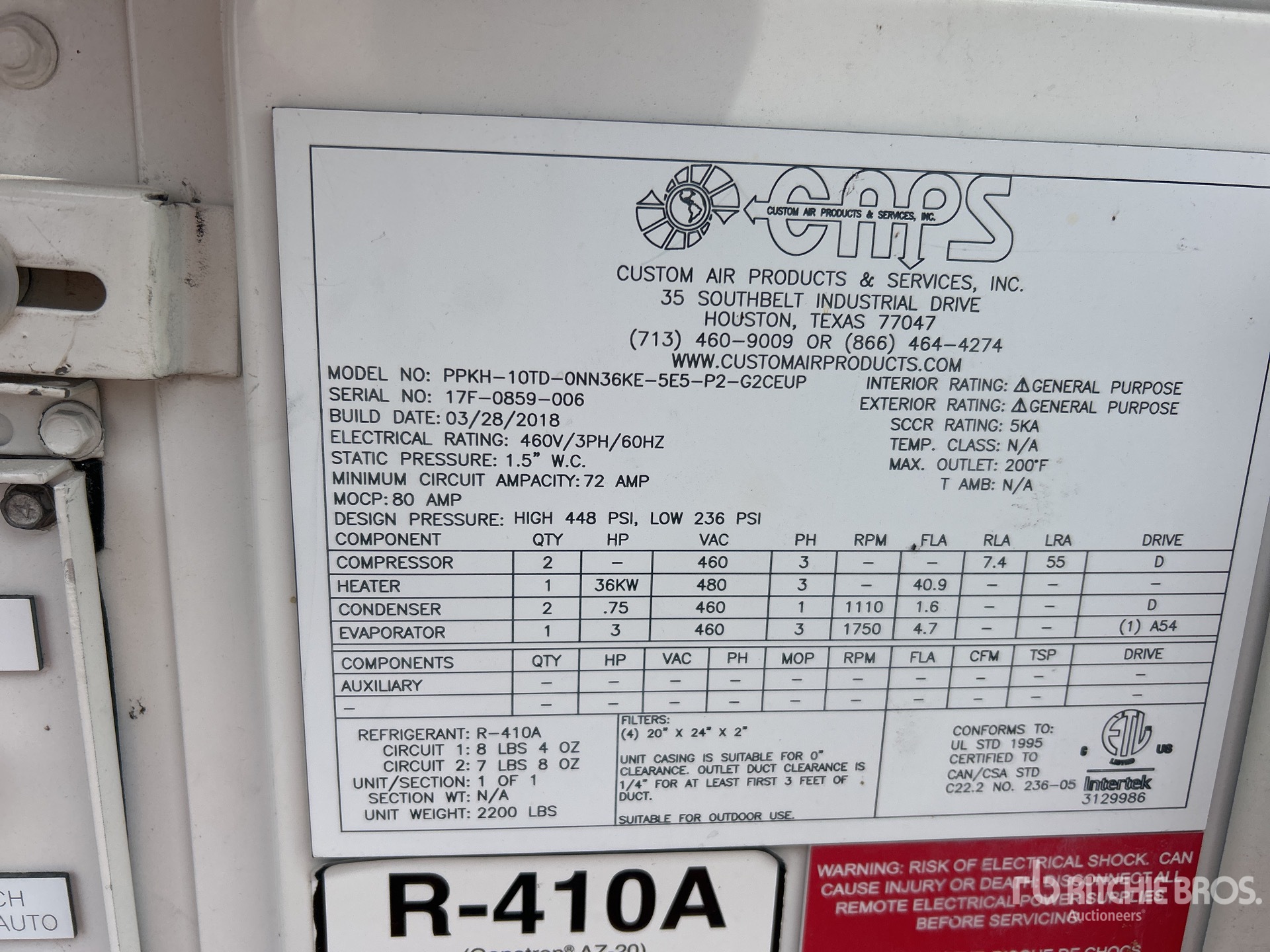 General Appearance with Serial Number / VIN