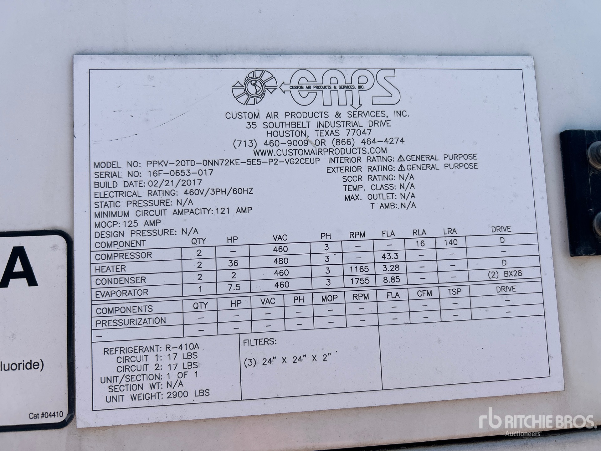 General Appearance with Serial Number / VIN