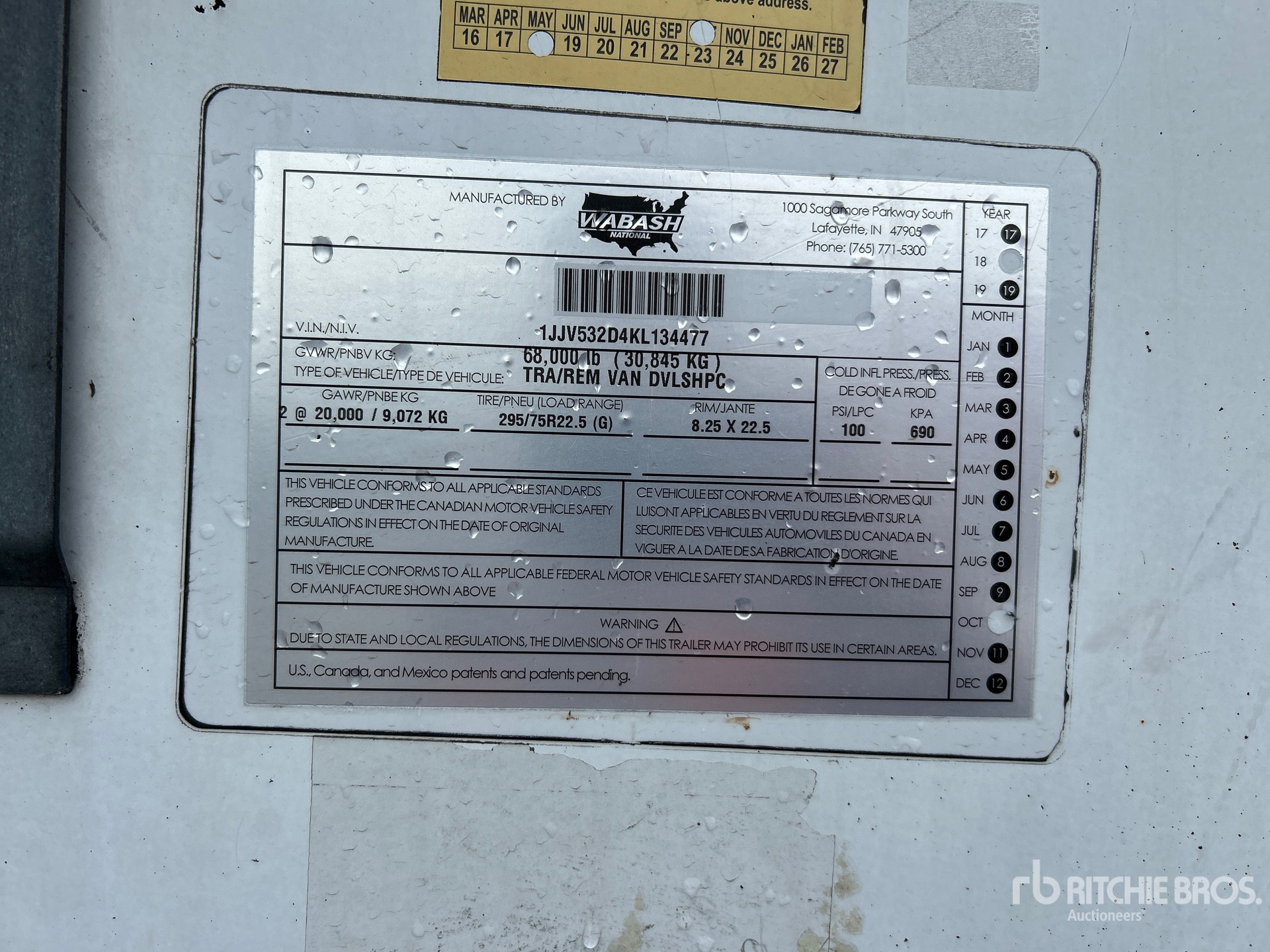 General Appearance with Serial Number / VIN