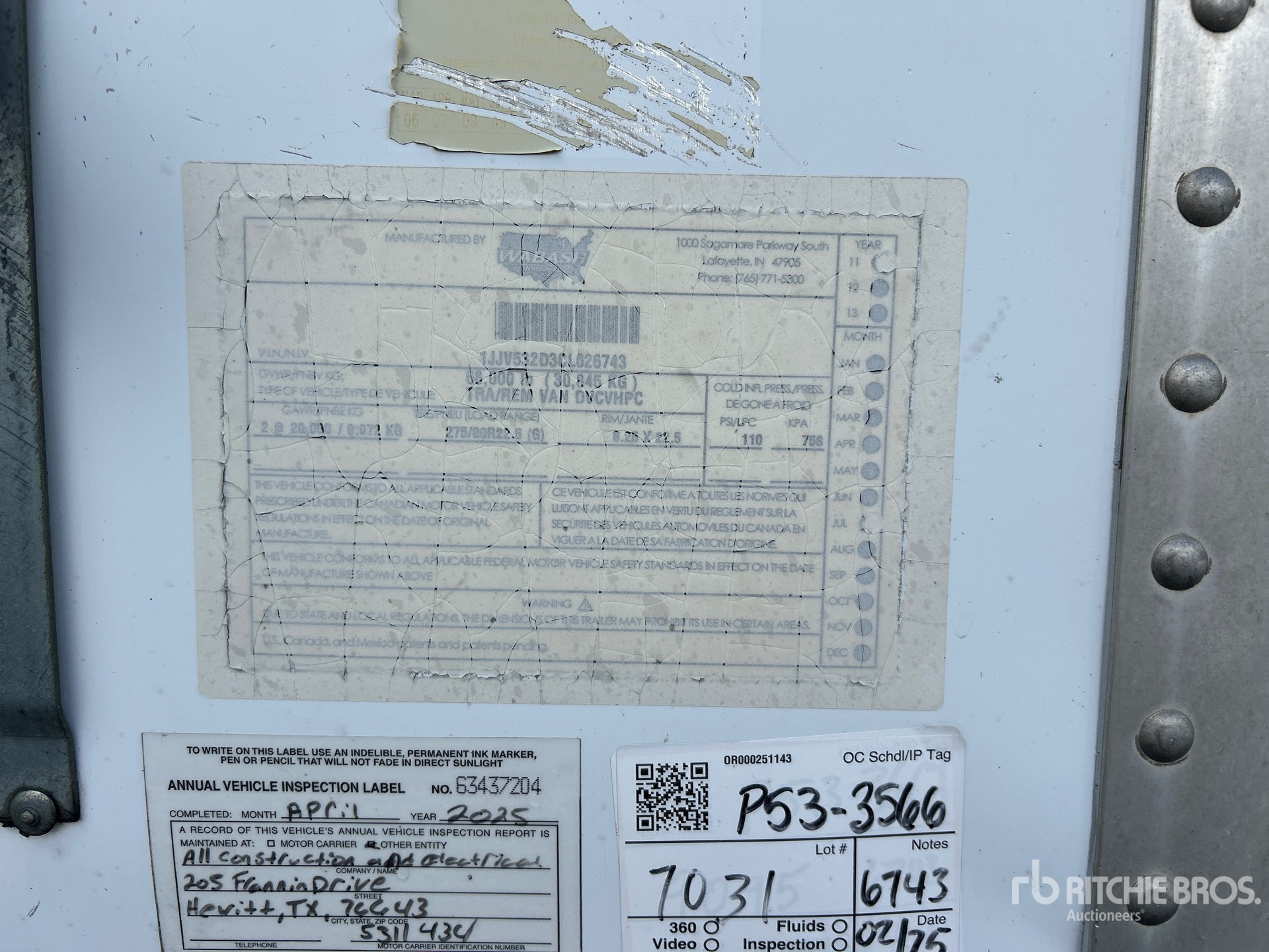 General Appearance with Serial Number / VIN