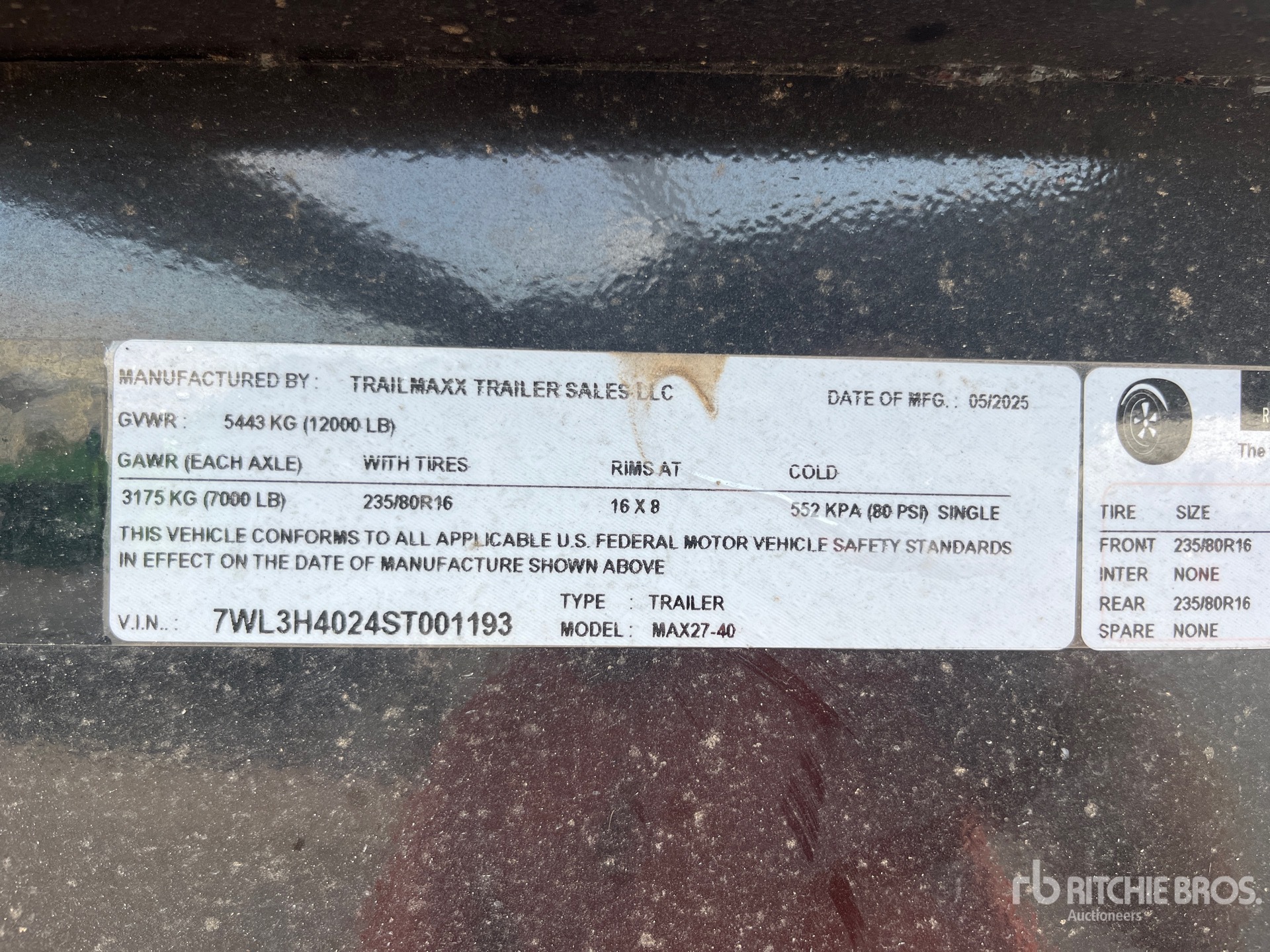 General Appearance with Serial Number / VIN