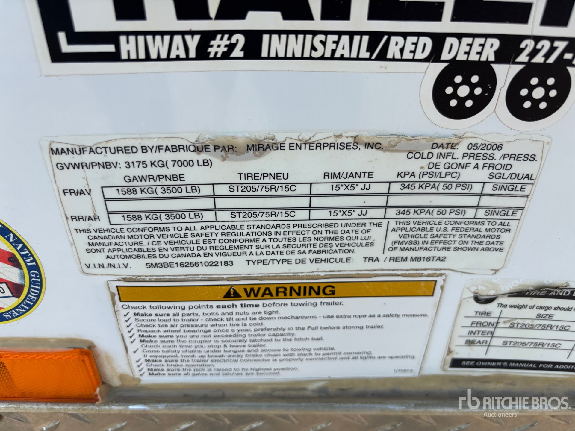 General Appearance with Serial Number / VIN