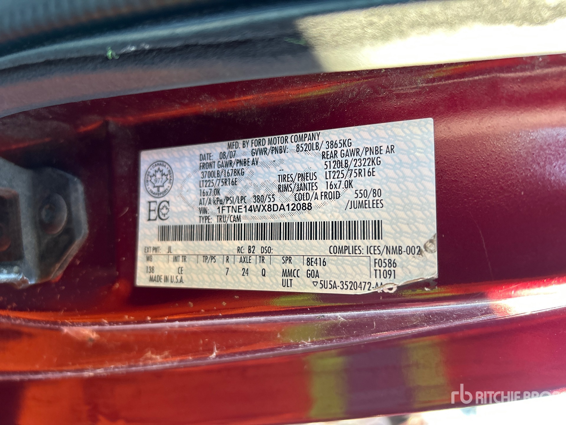 General Appearance with Serial Number / VIN